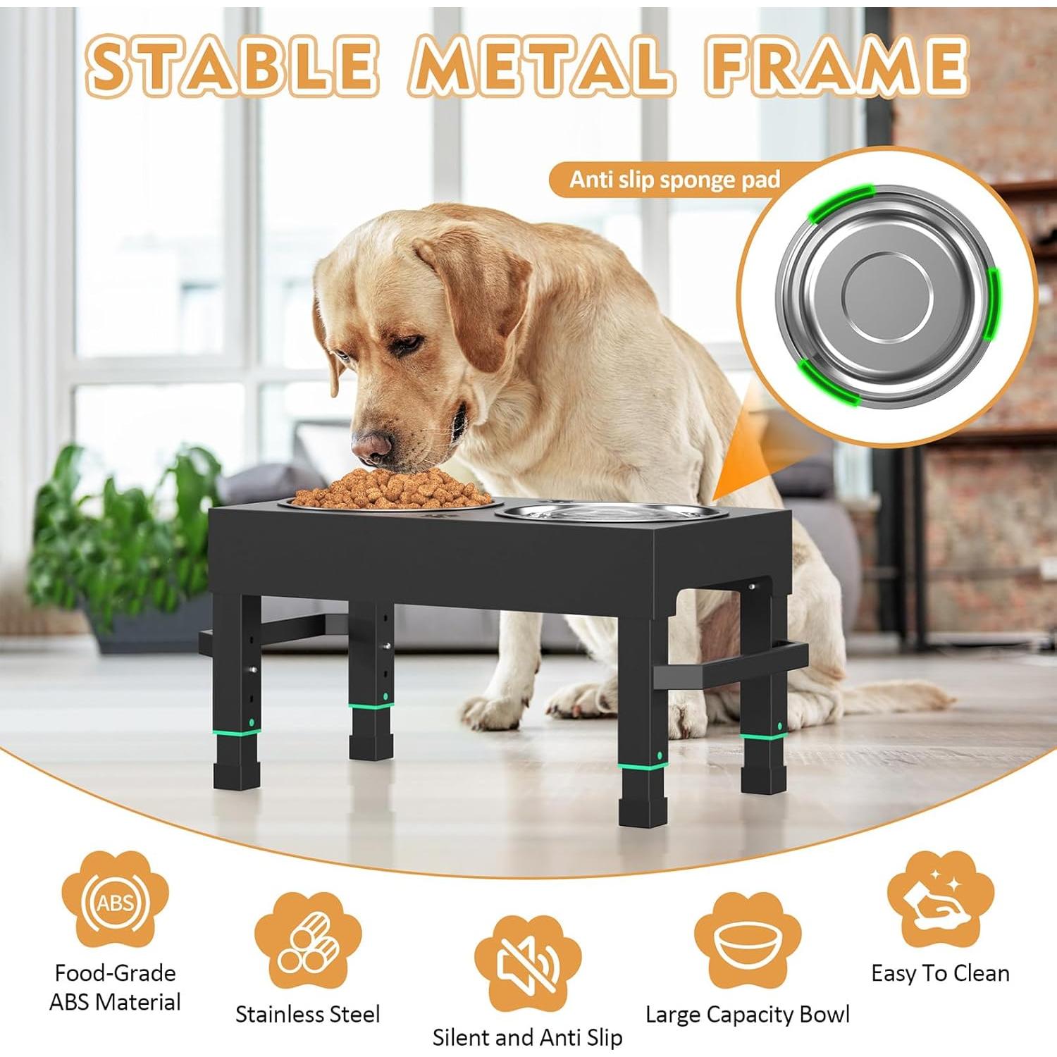 Cuencos Elevados para Perros Enayplon con 2 Cuencos de Acero