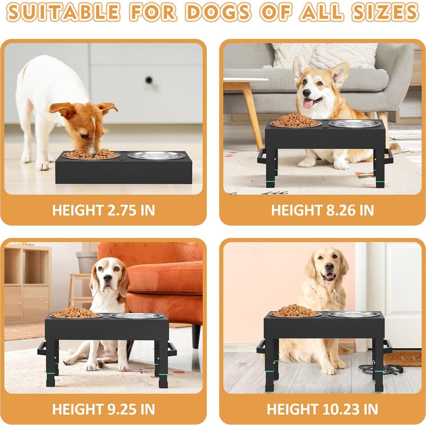 Cuencos Elevados para Perros Enayplon con 2 Cuencos de Acero