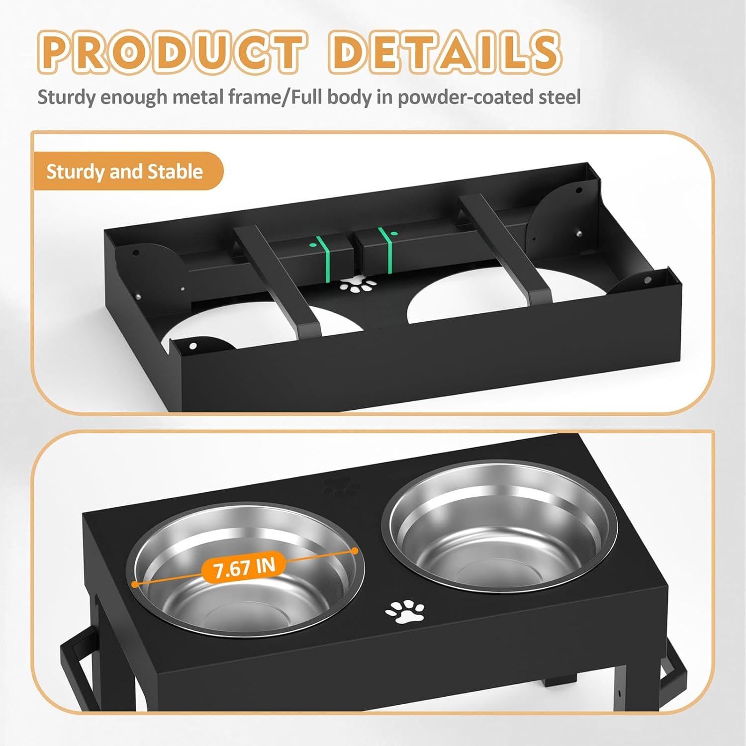 Cuencos Elevados para Perros Enayplon con 2 Cuencos de Acero