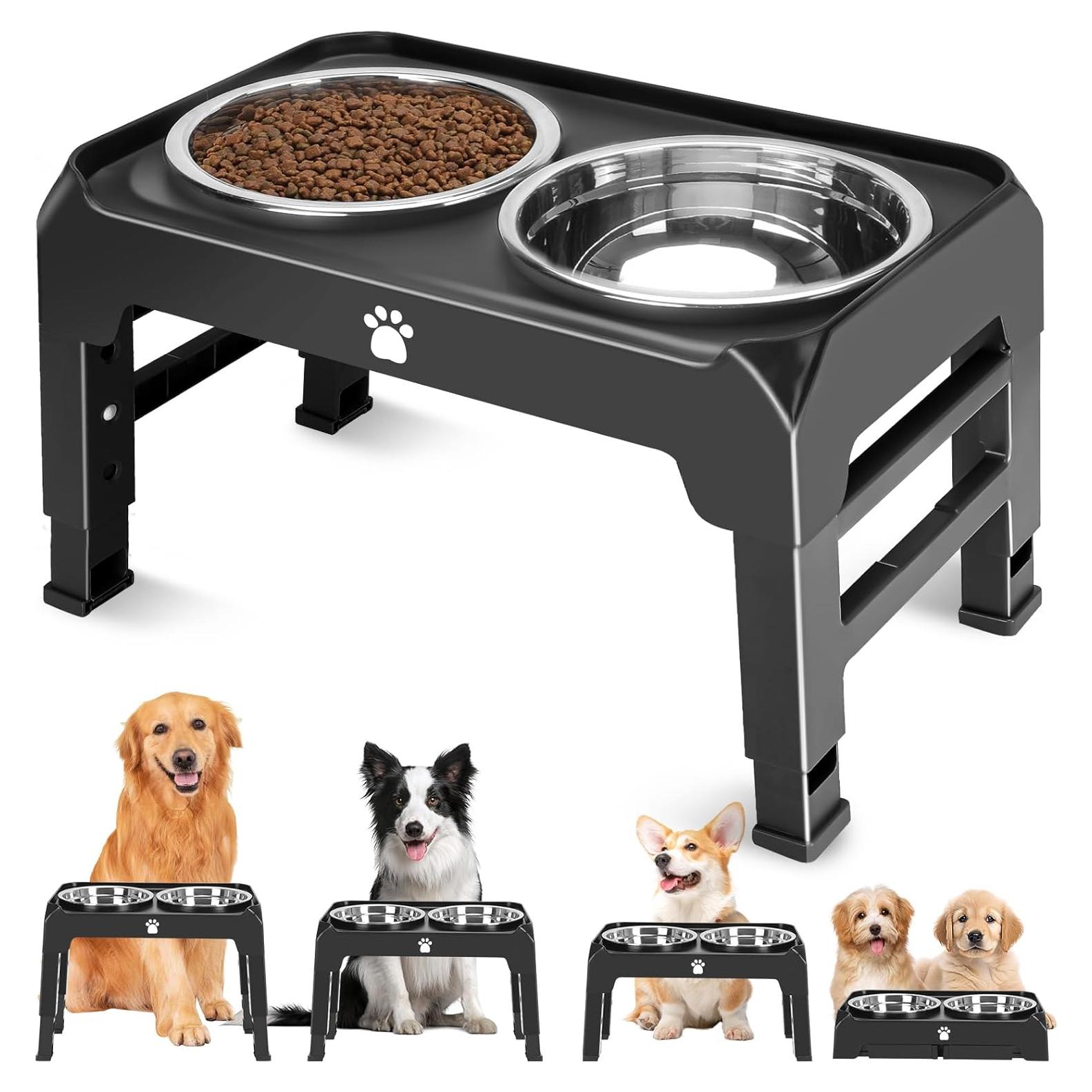 Cuencos Elevados Ajustables AIRMX para Perros Medianos Negros