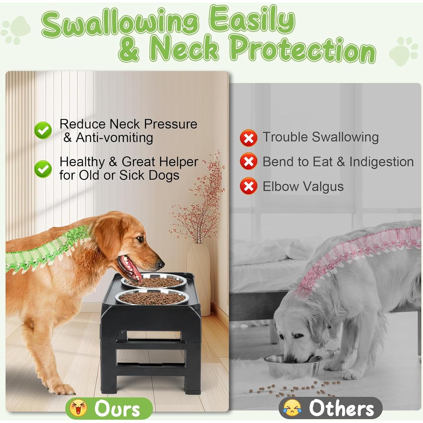 Cuencos Elevados Ajustables AIRMX para Perros Medianos Negros