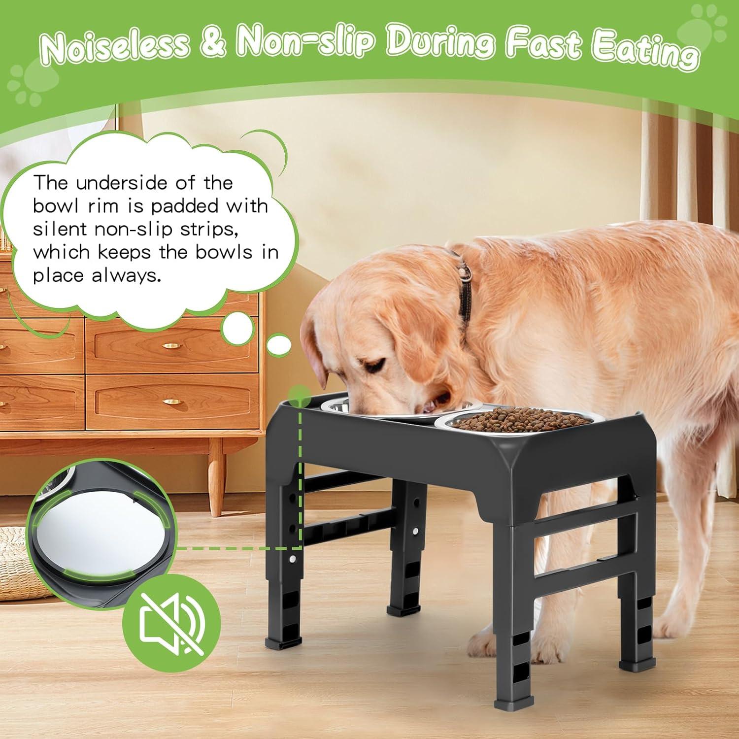 Cuencos Elevados Ajustables AIRMX para Perros Medianos Negros