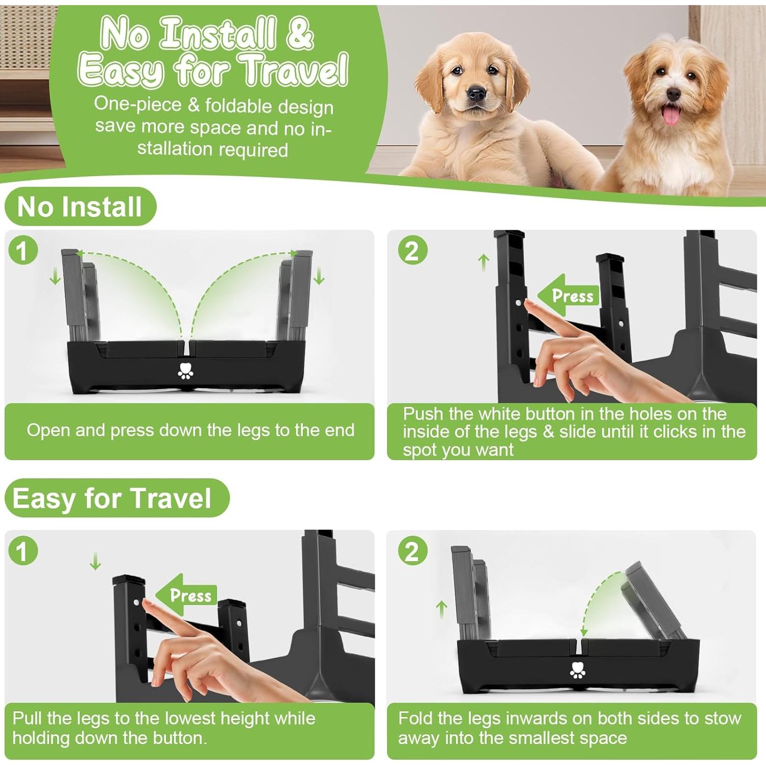 Cuencos Elevados Ajustables AIRMX para Perros Medianos Negros