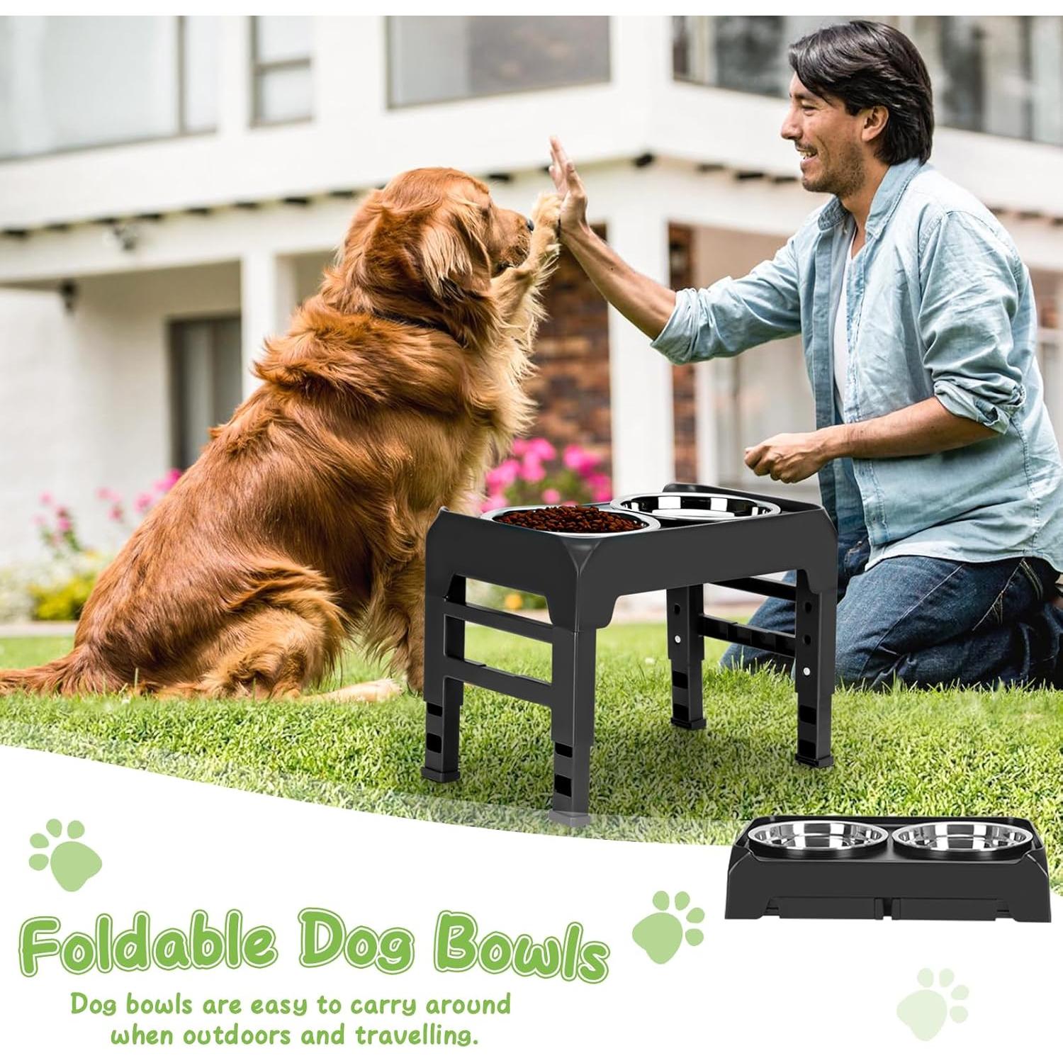 Cuencos Elevados Ajustables AIRMX para Perros Medianos Negros