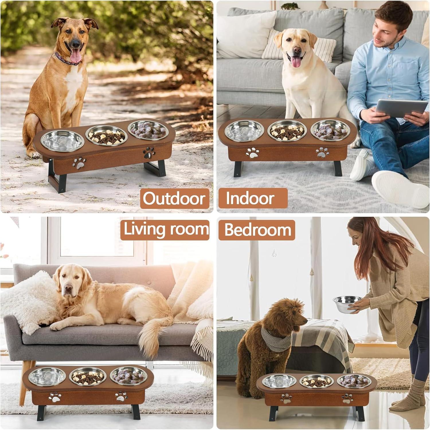 Tazón Elevado para Gatos CILXGQLN 2 Alturas 41.9x15cm