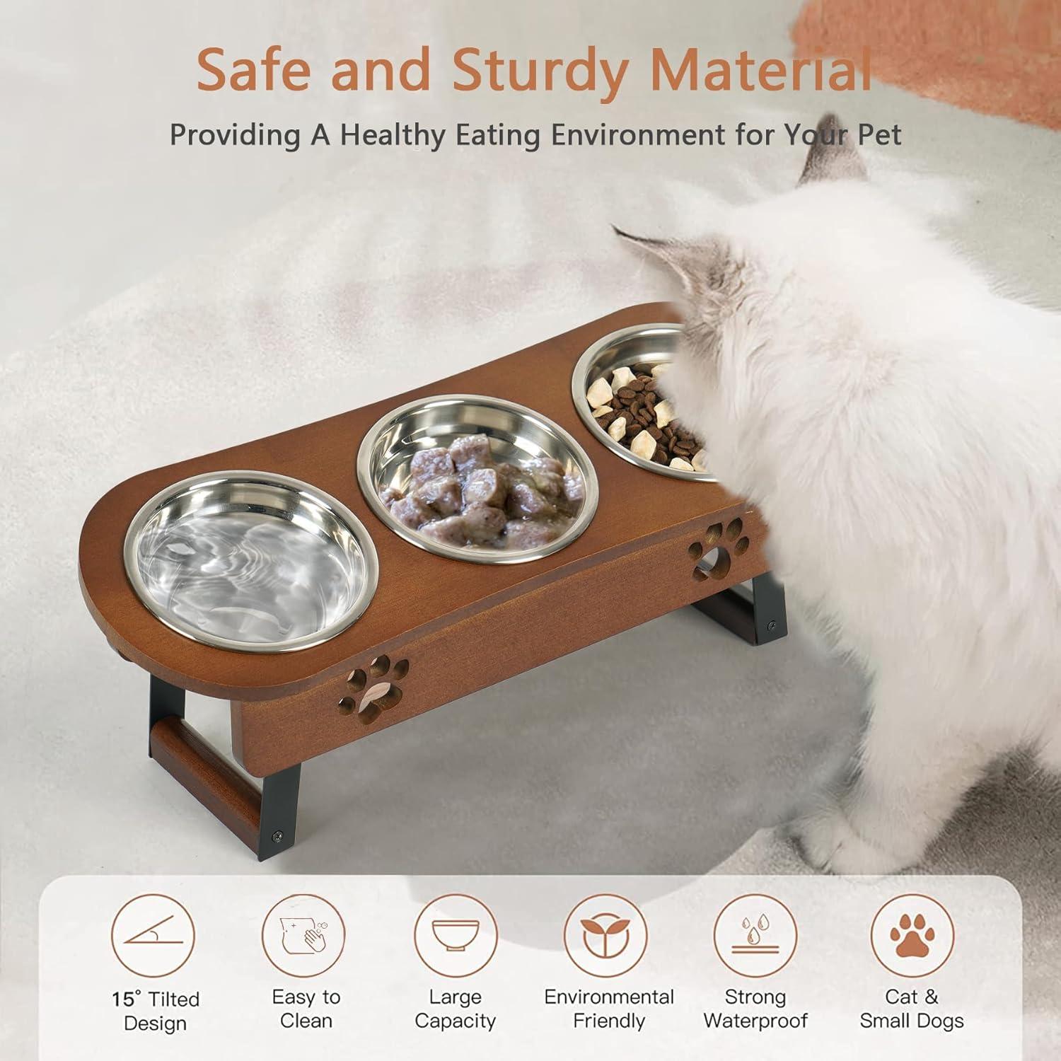 Tazón Elevado para Gatos CILXGQLN 2 Alturas 41.9x15cm