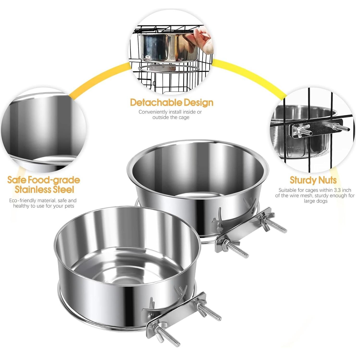 2 Tazones Medianos Acero Inoxidable Antideslizantes Yummy Sam