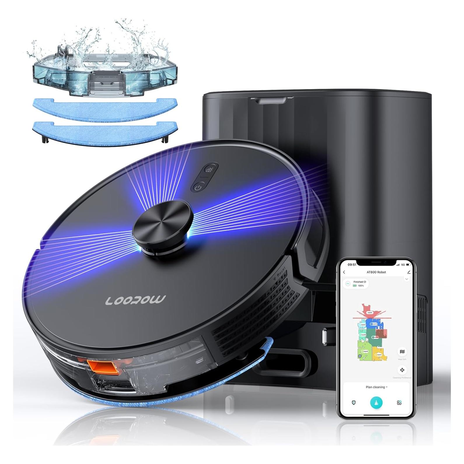 Robot Aspirador Loorow AT800 3 en 1 con Auto Vaciamiento 4500Pa