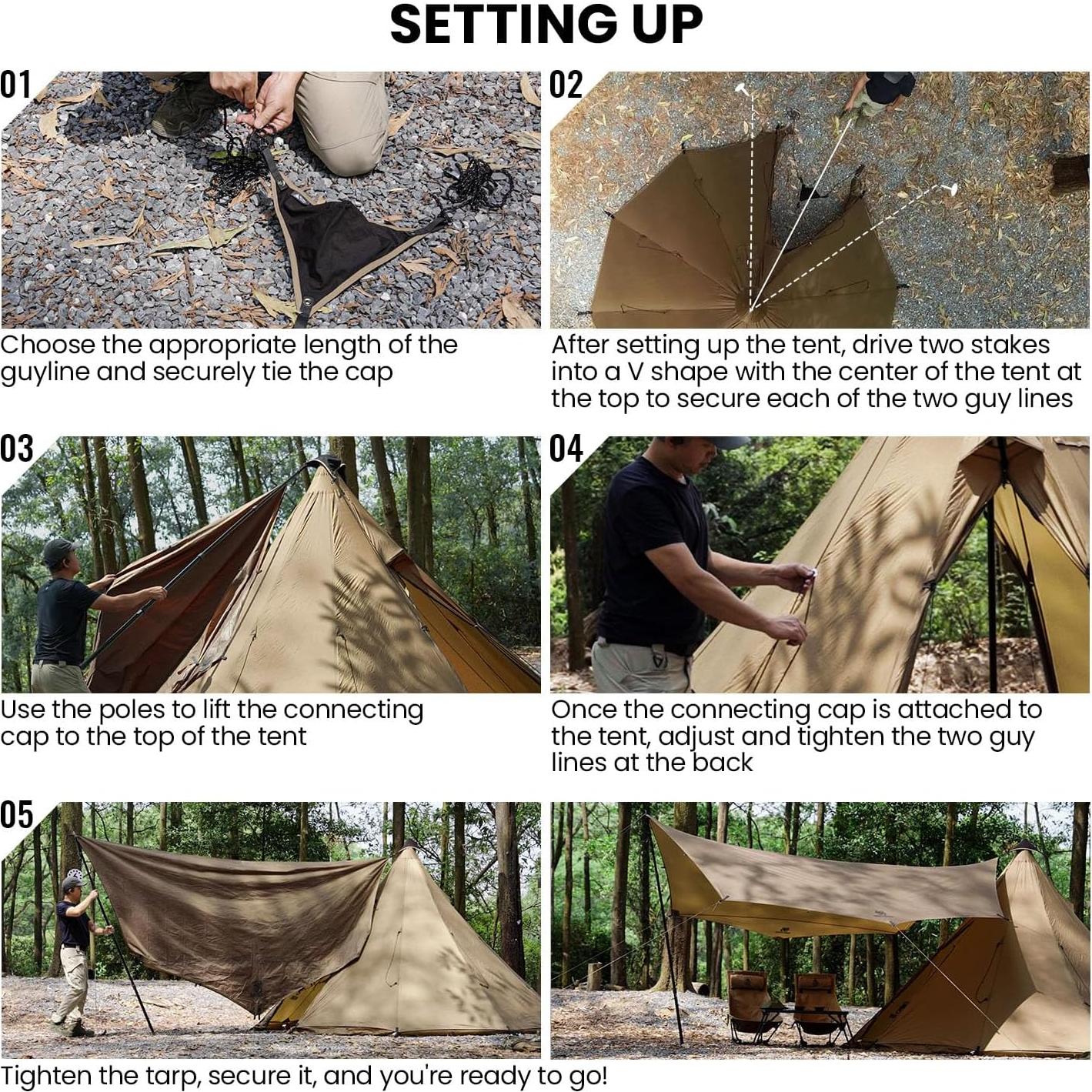 Tapa de Conexión OneTigris CE-TMZ01-BK para Tienda Tipi