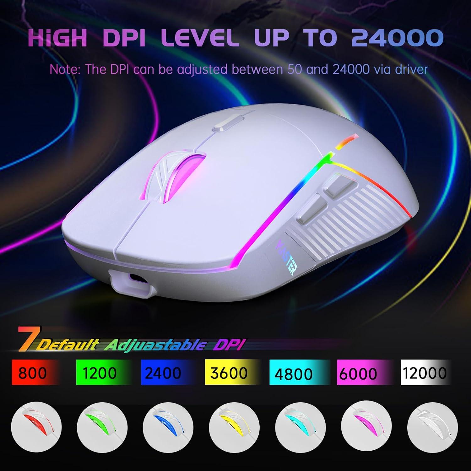 Ratón Gaming Inalámbrico FFJ Master01 RGB 24000 DPI Blanco