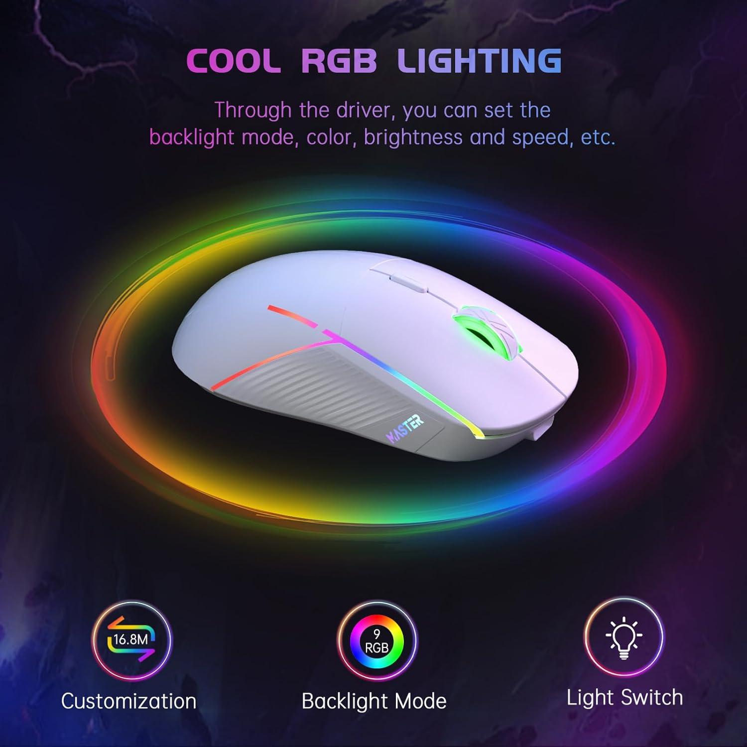 Ratón Gaming Inalámbrico FFJ Master01 RGB 24000 DPI Blanco