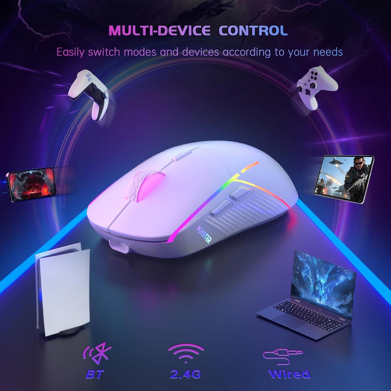 Ratón Gaming Inalámbrico FFJ Master01 RGB 24000 DPI Blanco