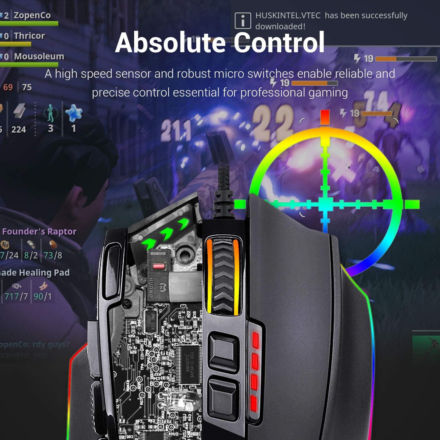 Ratón Gaming Redragon M801 RGB 16000 DPI 9 Botones Negro