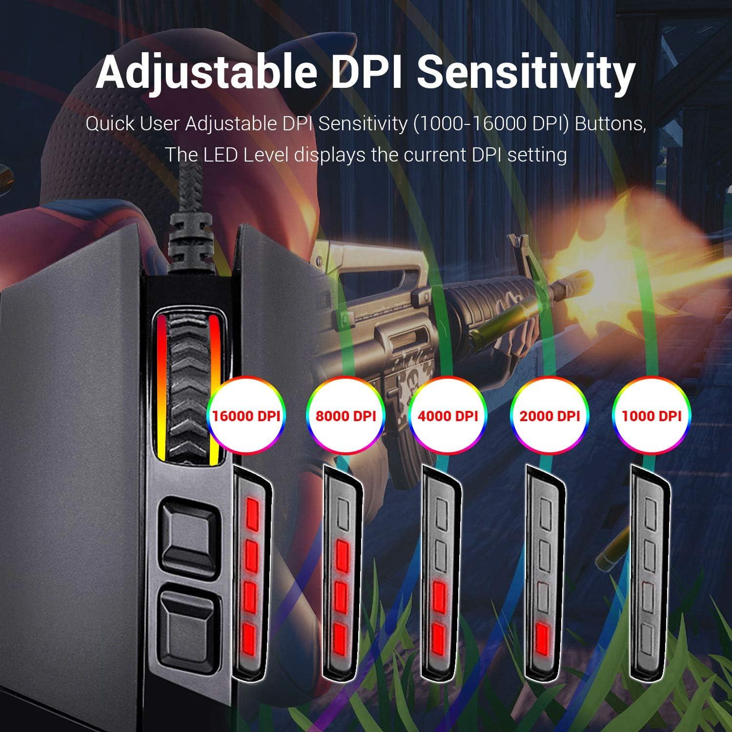 Ratón Gaming Redragon M801 RGB 16000 DPI 9 Botones Negro