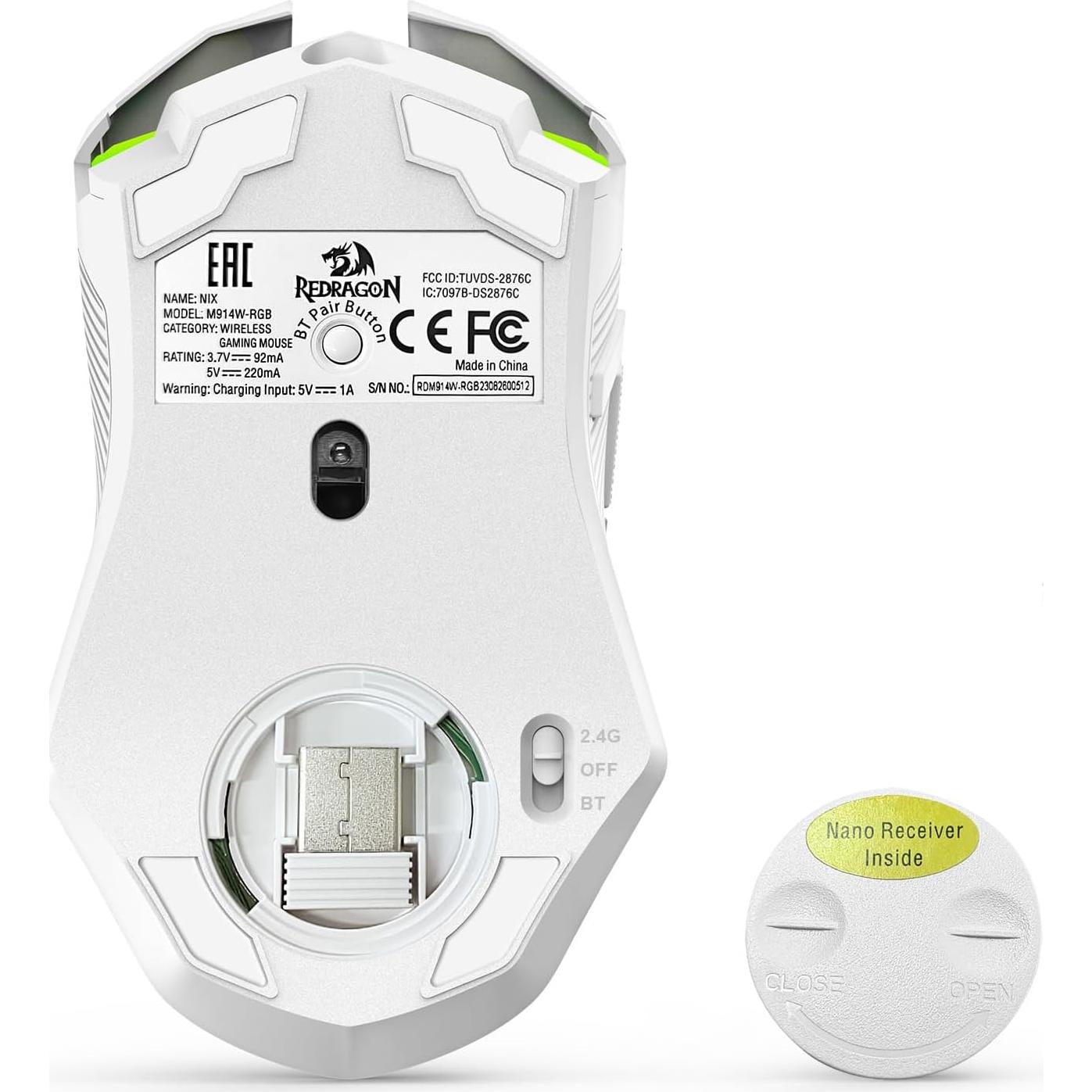 Ratón Gaming Inalámbrico Redragon M914, 12000 DPI, RGB