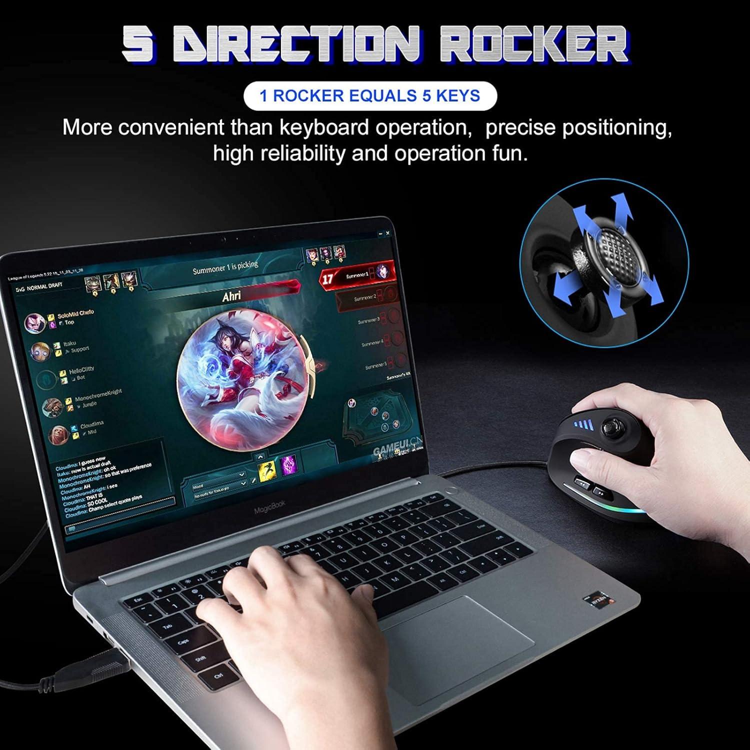 Ratón Gaming TRELC Ergonómico 10000 DPI 11 Botones Negro