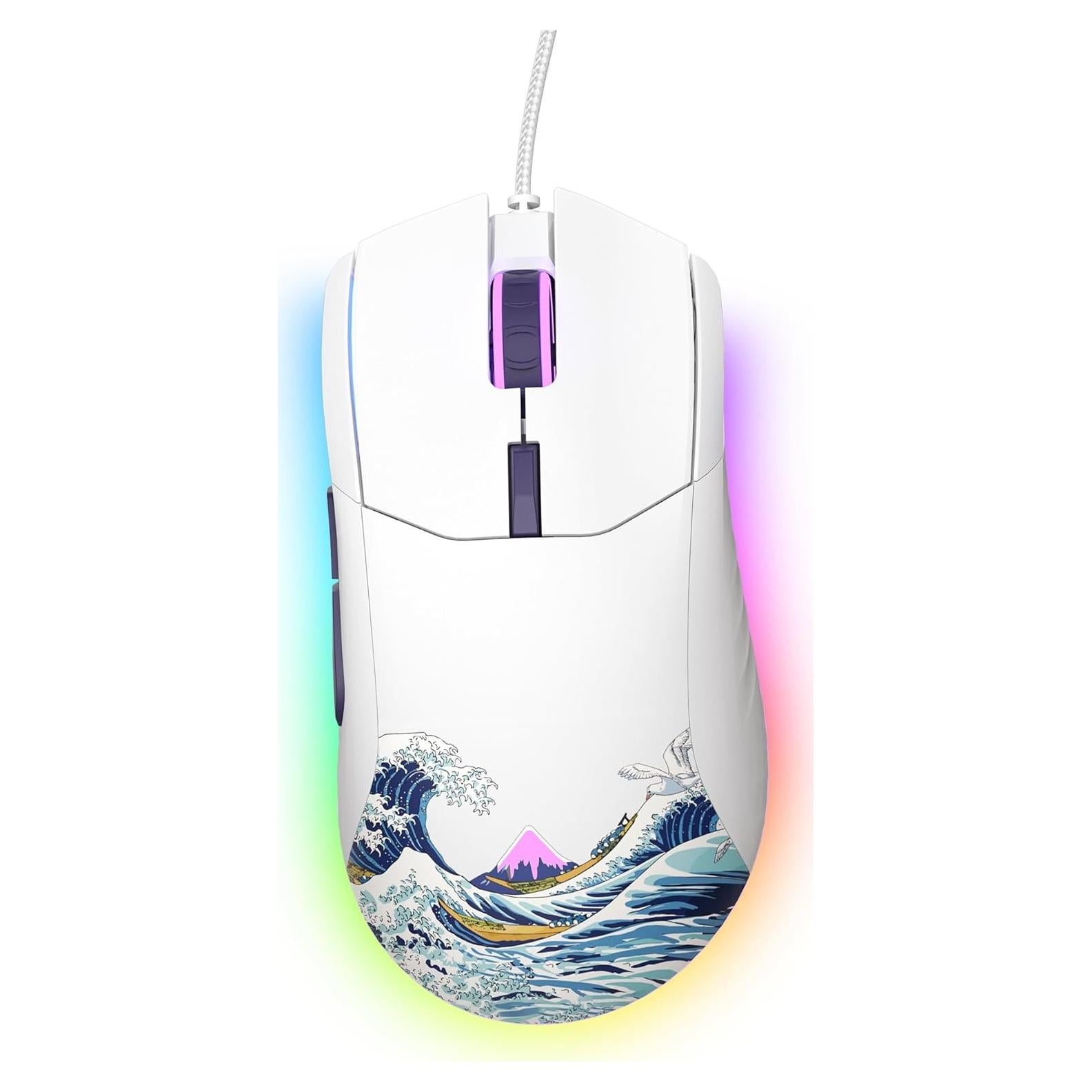 Ratón Gaming Womier Kanagawa RGB Blanco 12000DPI 6 Botones