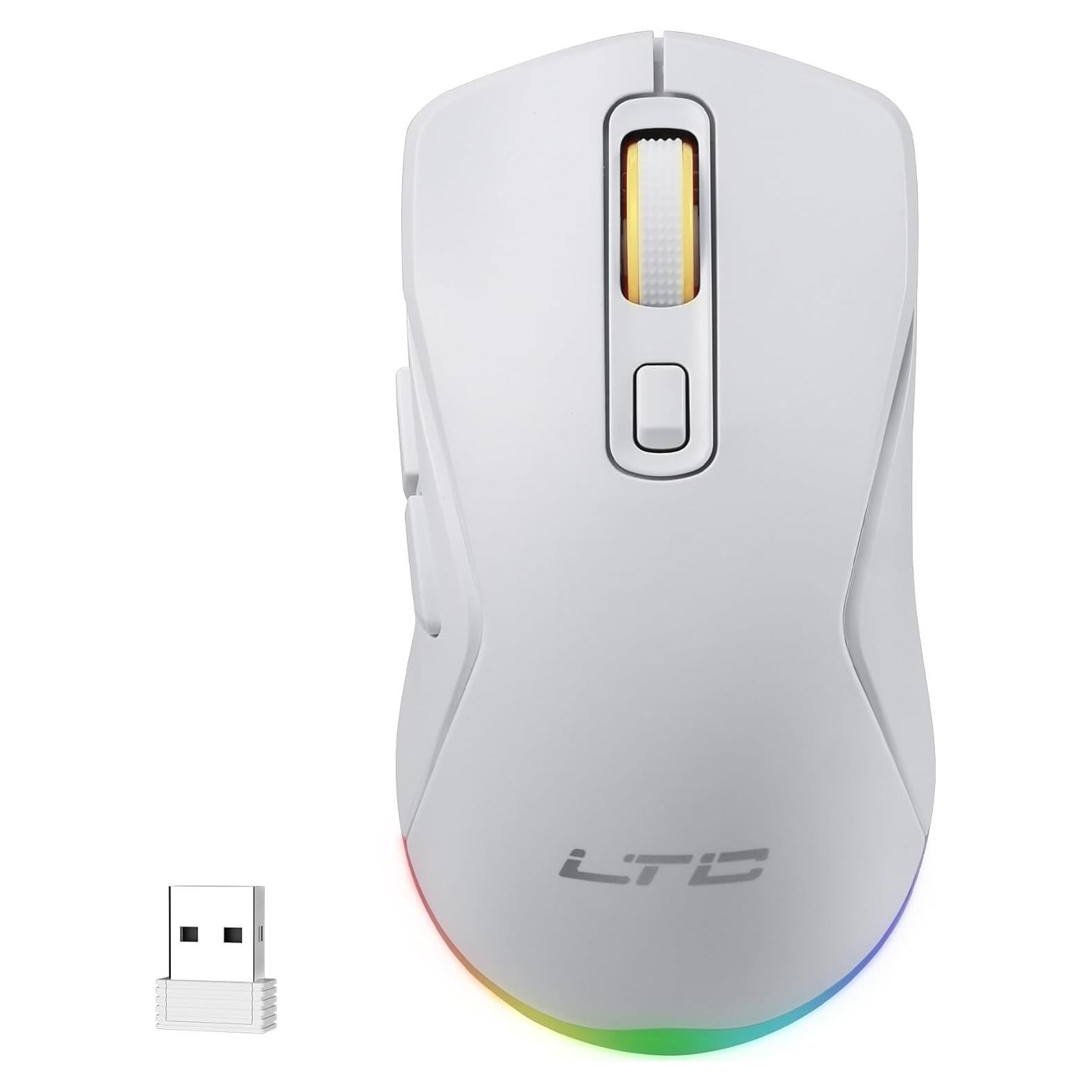 Ratón Gaming Inalámbrico LTC GM025 12000 DPI RGB Blanco