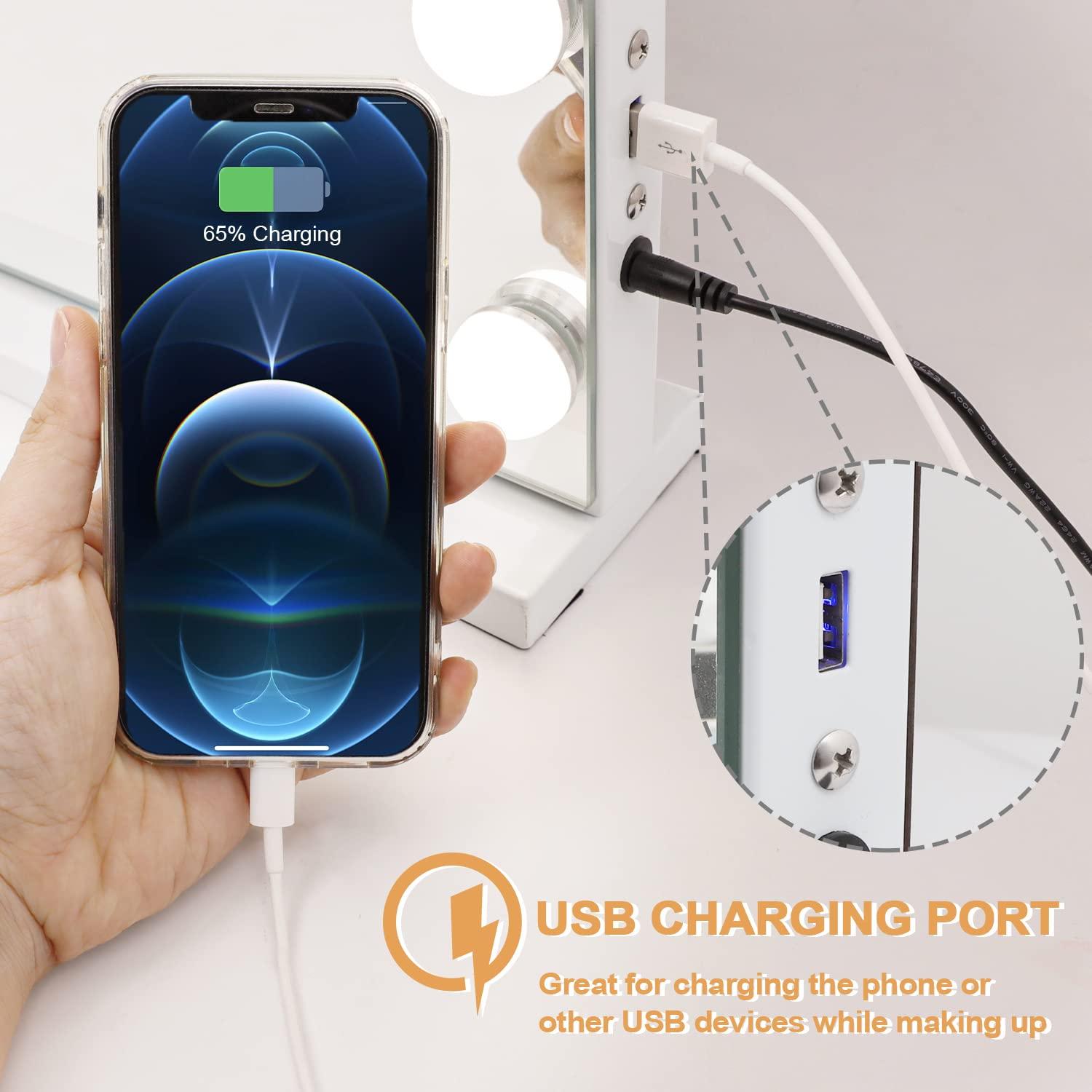 Espejo de Tocador Kottova con Luces LED 58.4x45.7 cm