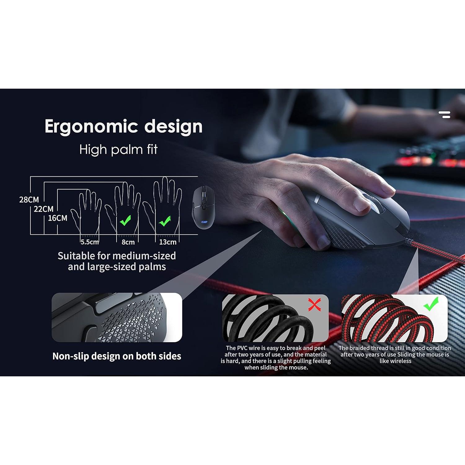 Ratón Gaming CYD C309 Con Cable RGB 12800 DPI 8 Botones