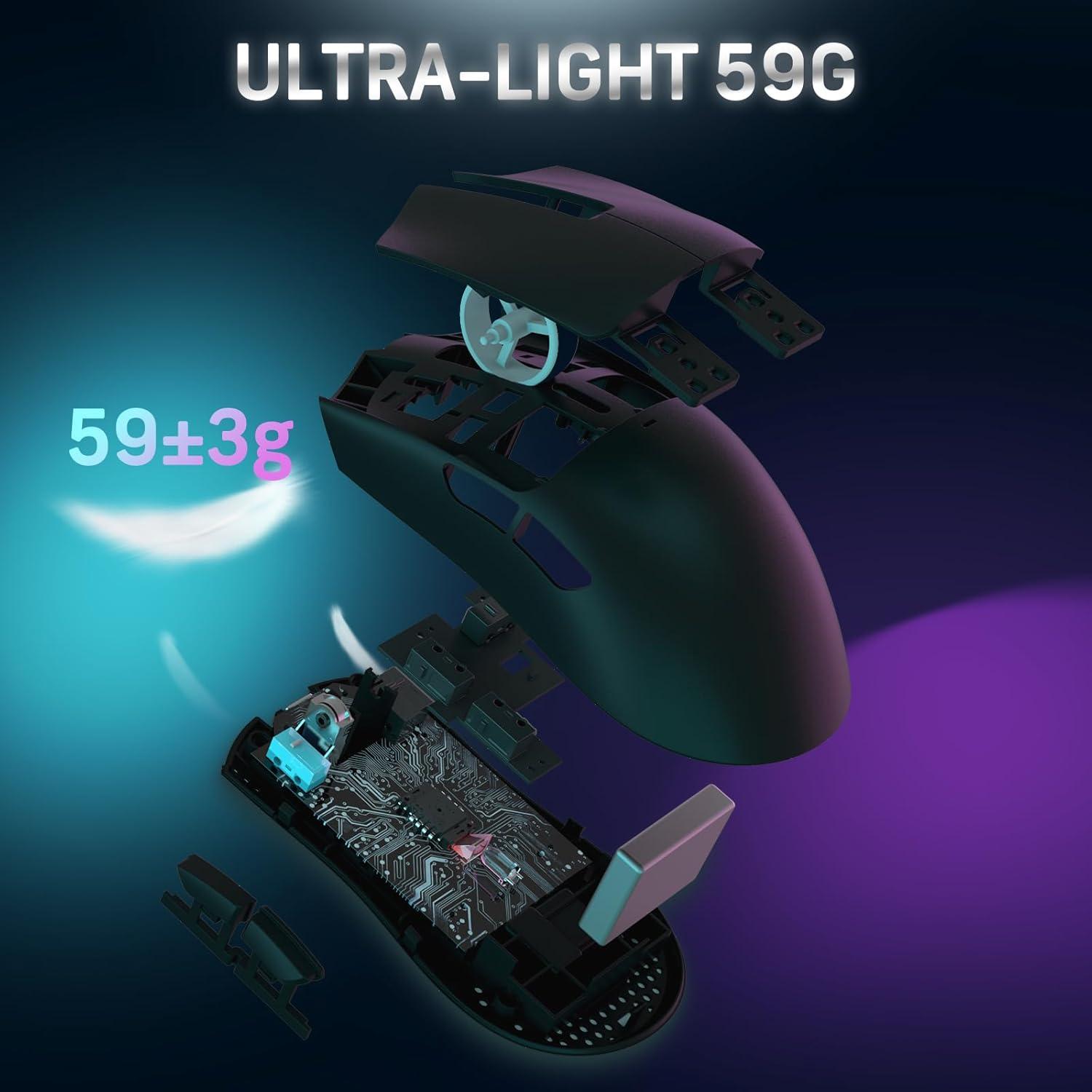 Ratón Gaming Inalámbrico Attack Shark X11 22000 DPI Negro