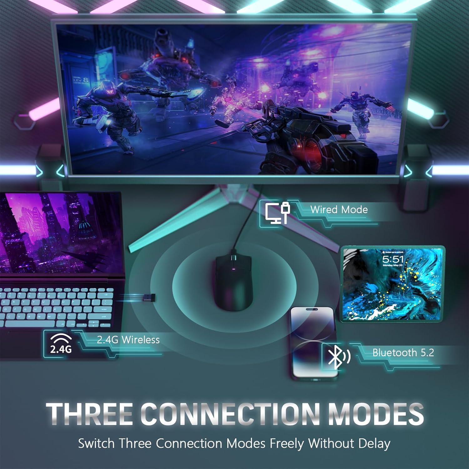 Ratón Gaming Inalámbrico Attack Shark X11 22000 DPI Negro