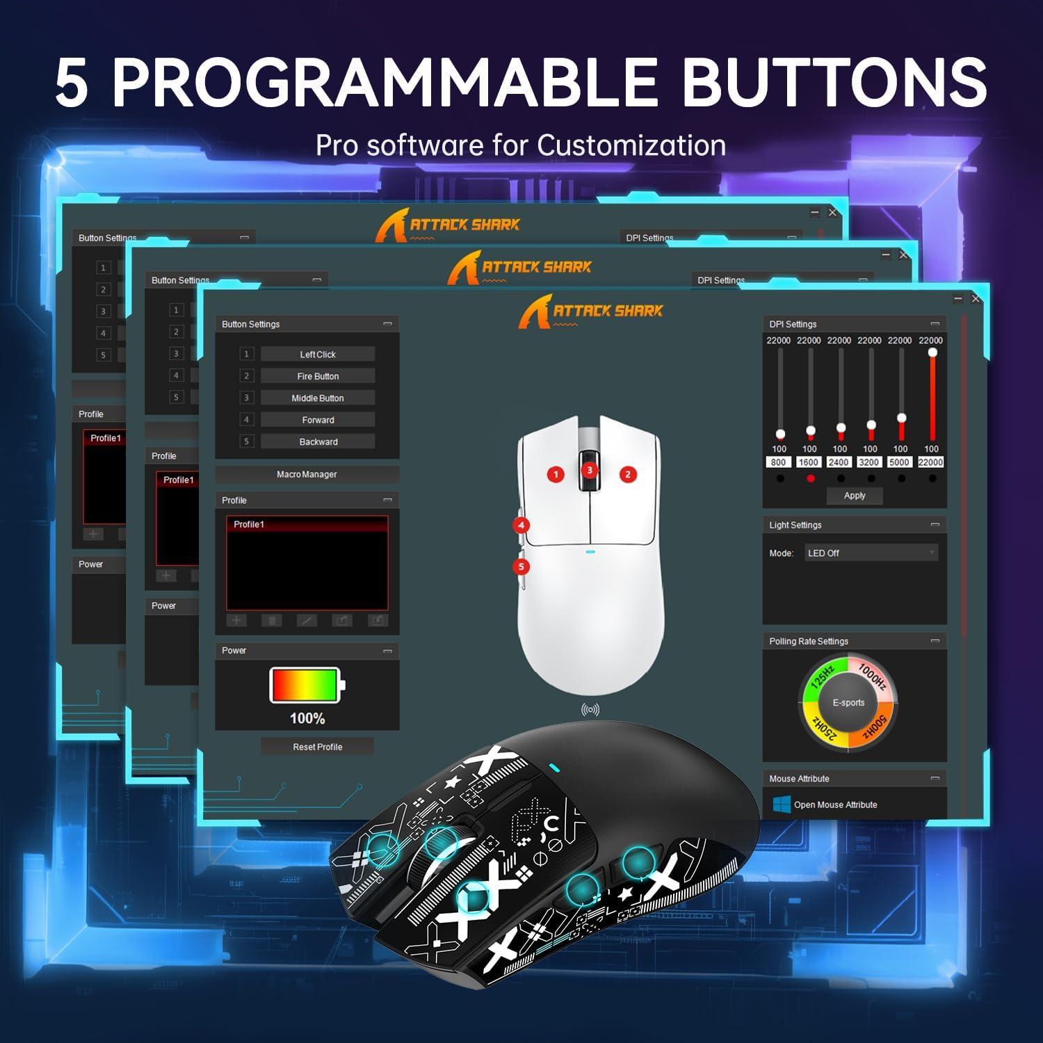 Ratón Gaming Inalámbrico ATTACK SHARK X11 22K DPI RGB