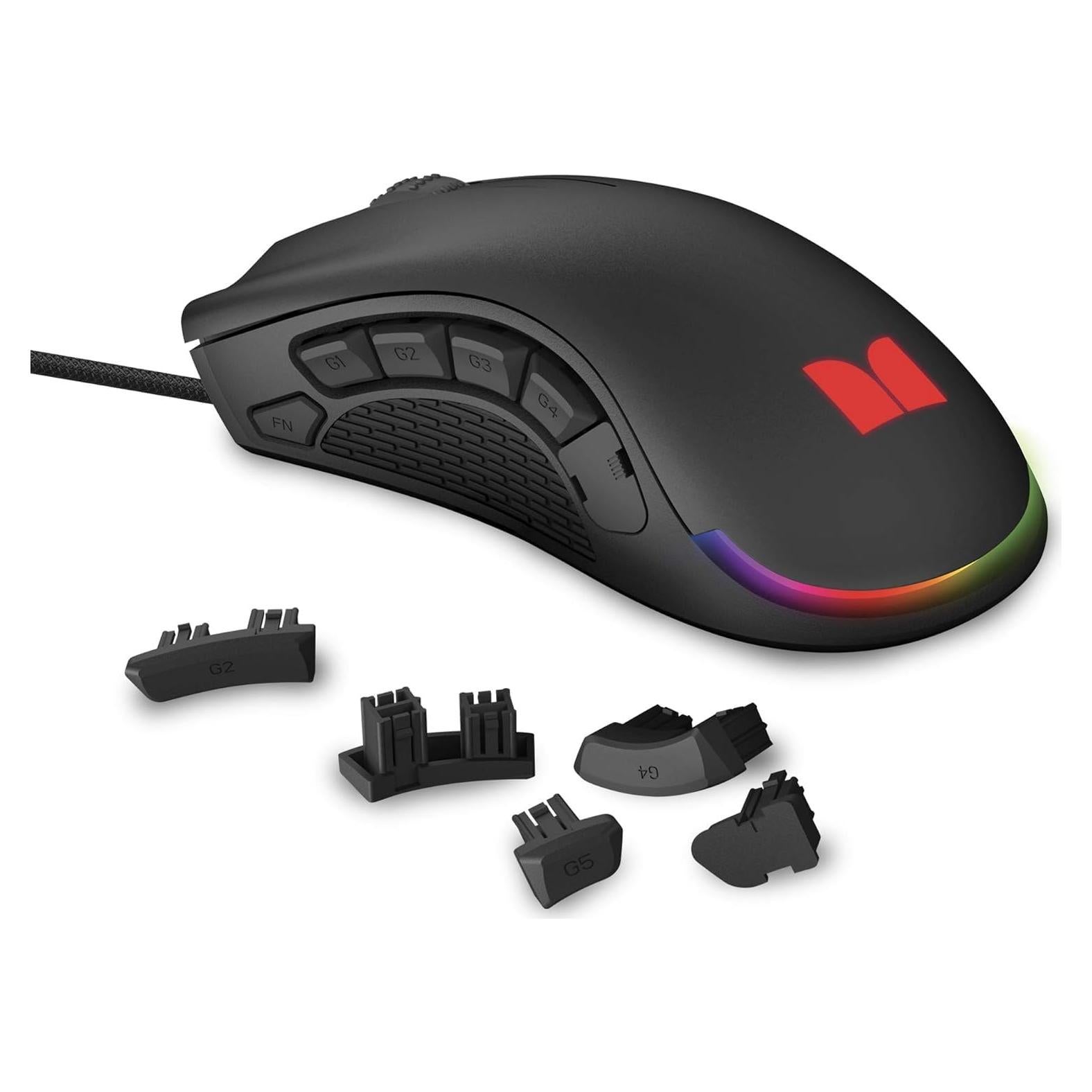 Mouse para Juegos Monster RGB 16,000 DPI Ergonómico Negro