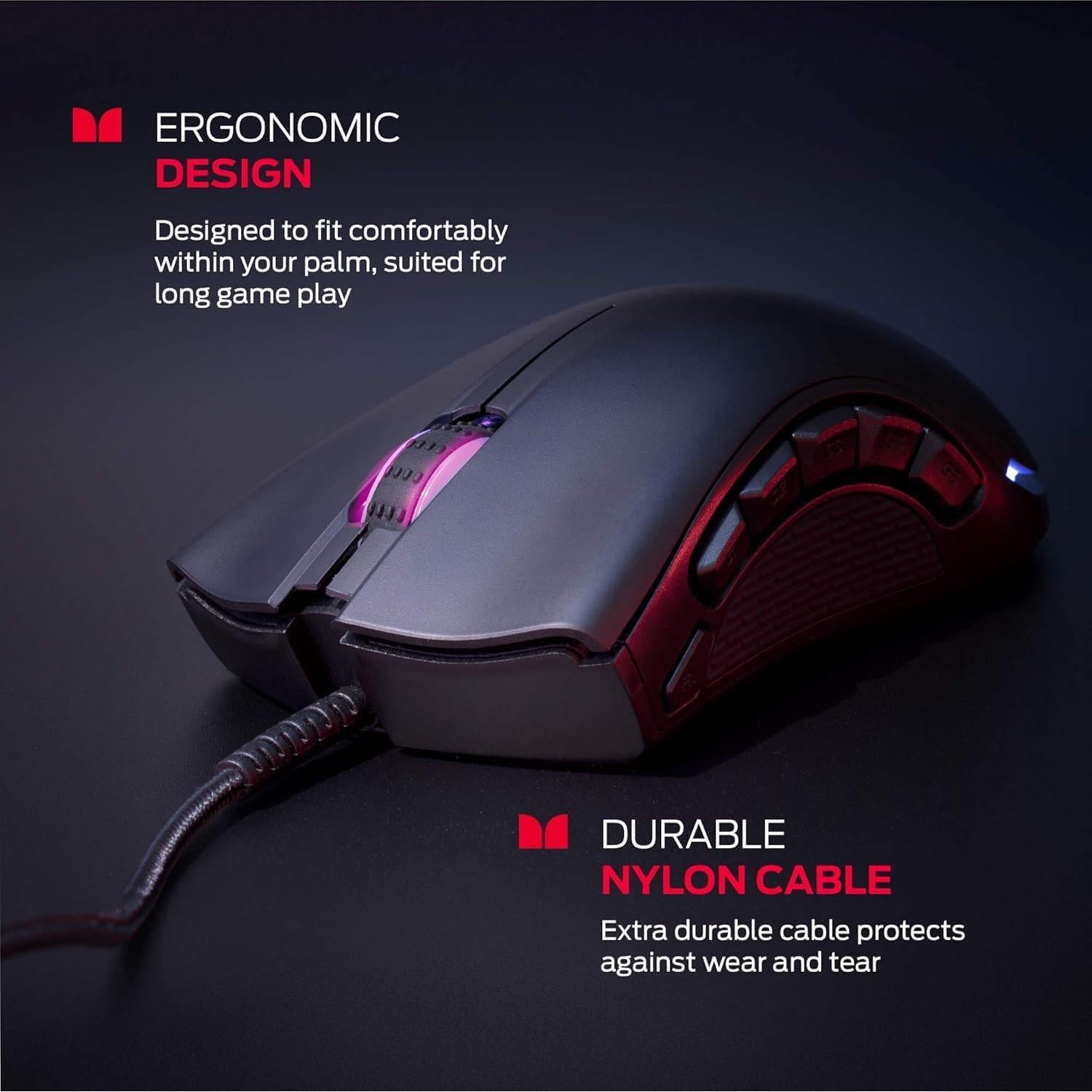 Mouse para Juegos Monster RGB 16,000 DPI Ergonómico Negro