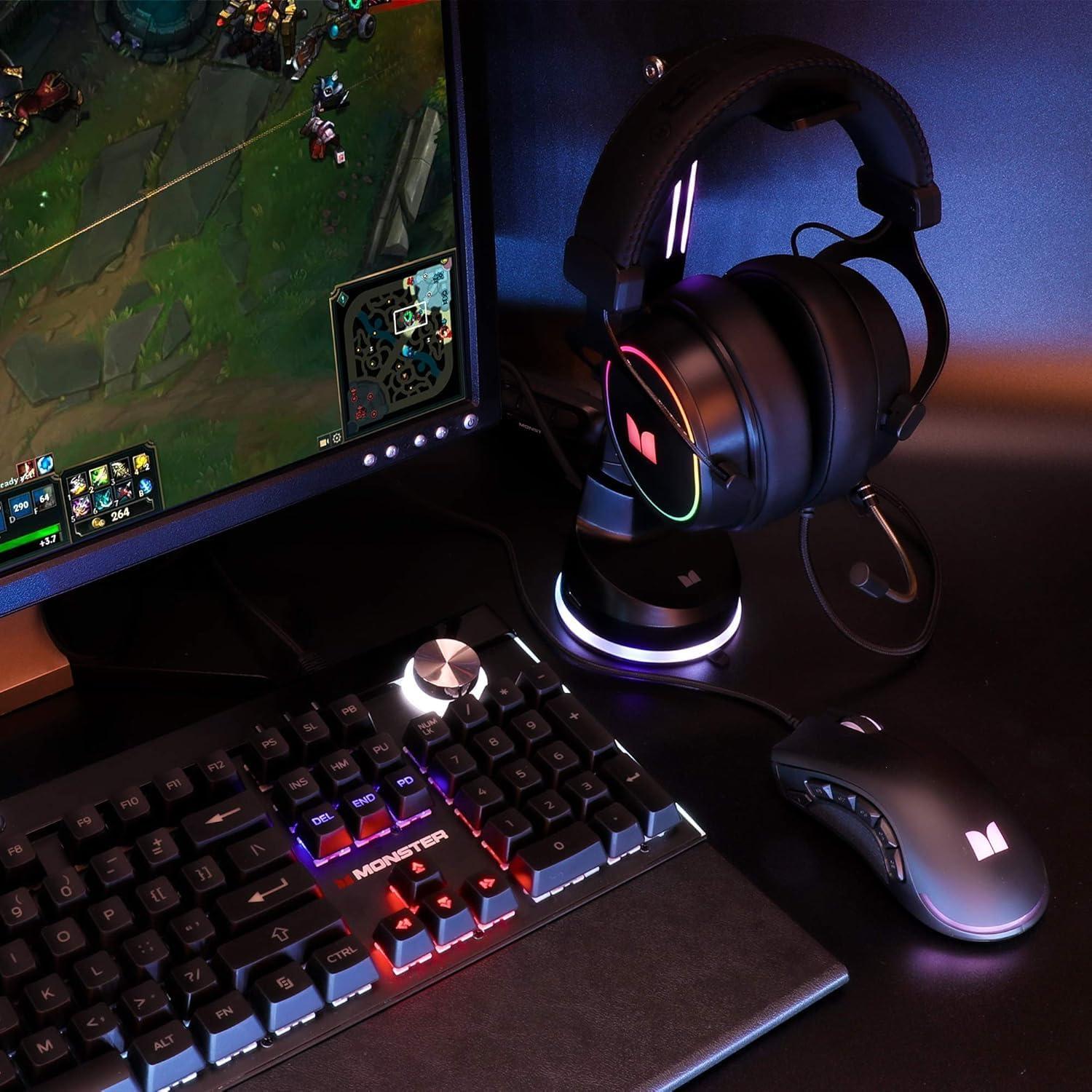 Mouse para Juegos Monster RGB 16,000 DPI Ergonómico Negro