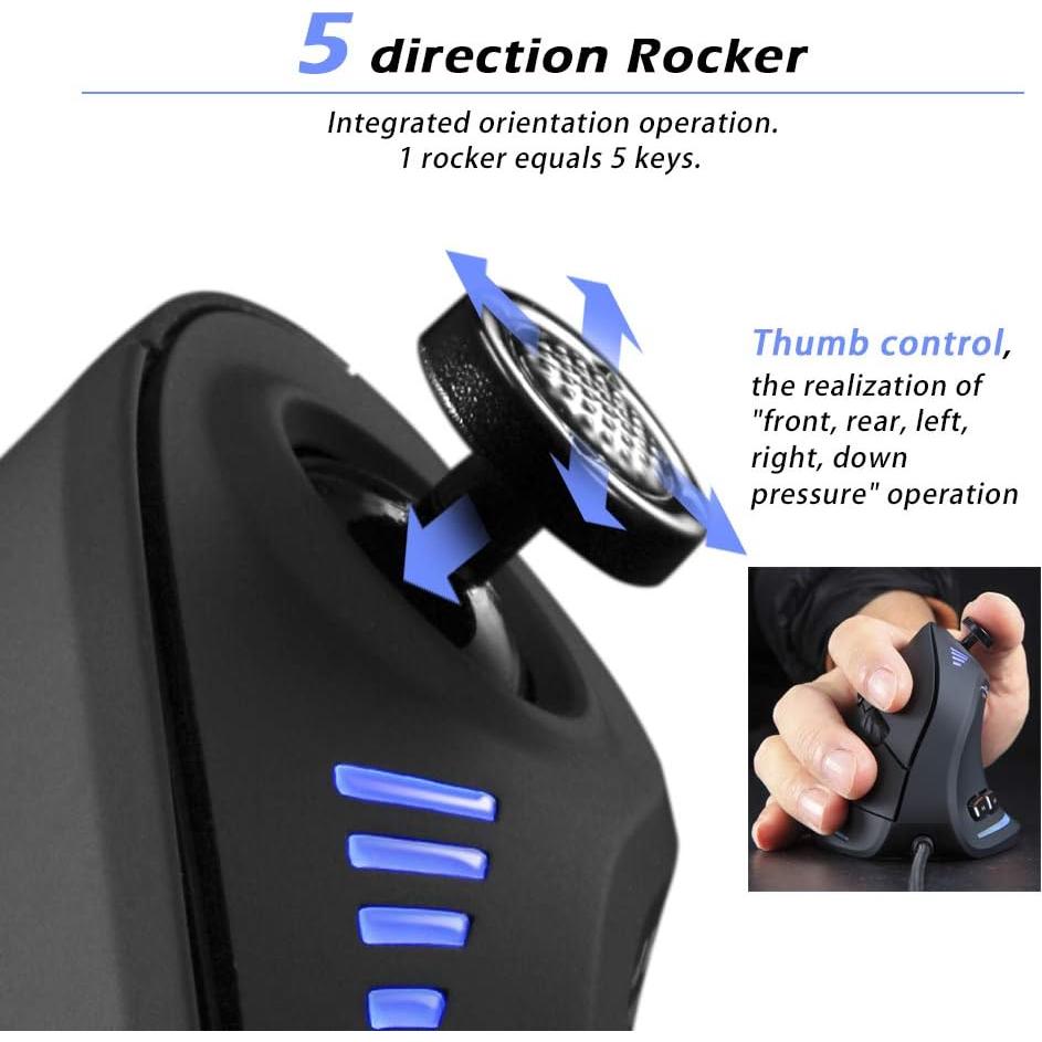 Mouse Ergonómico Vertical Zelotes C18 10000 DPI RGB USB