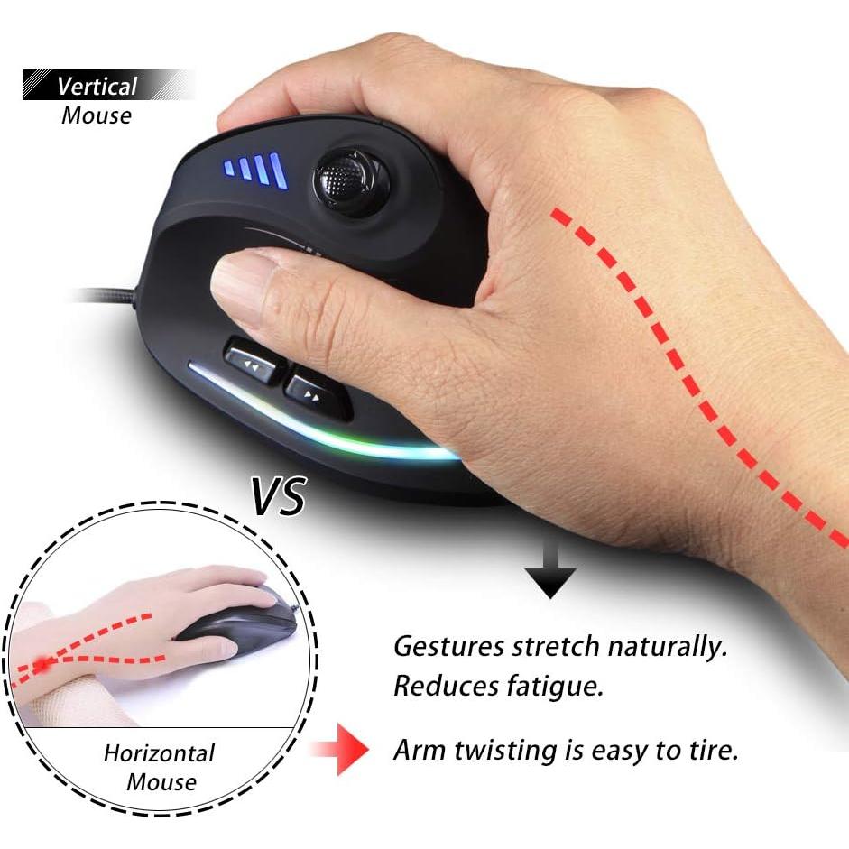 Mouse Ergonómico Vertical Zelotes C18 10000 DPI RGB USB