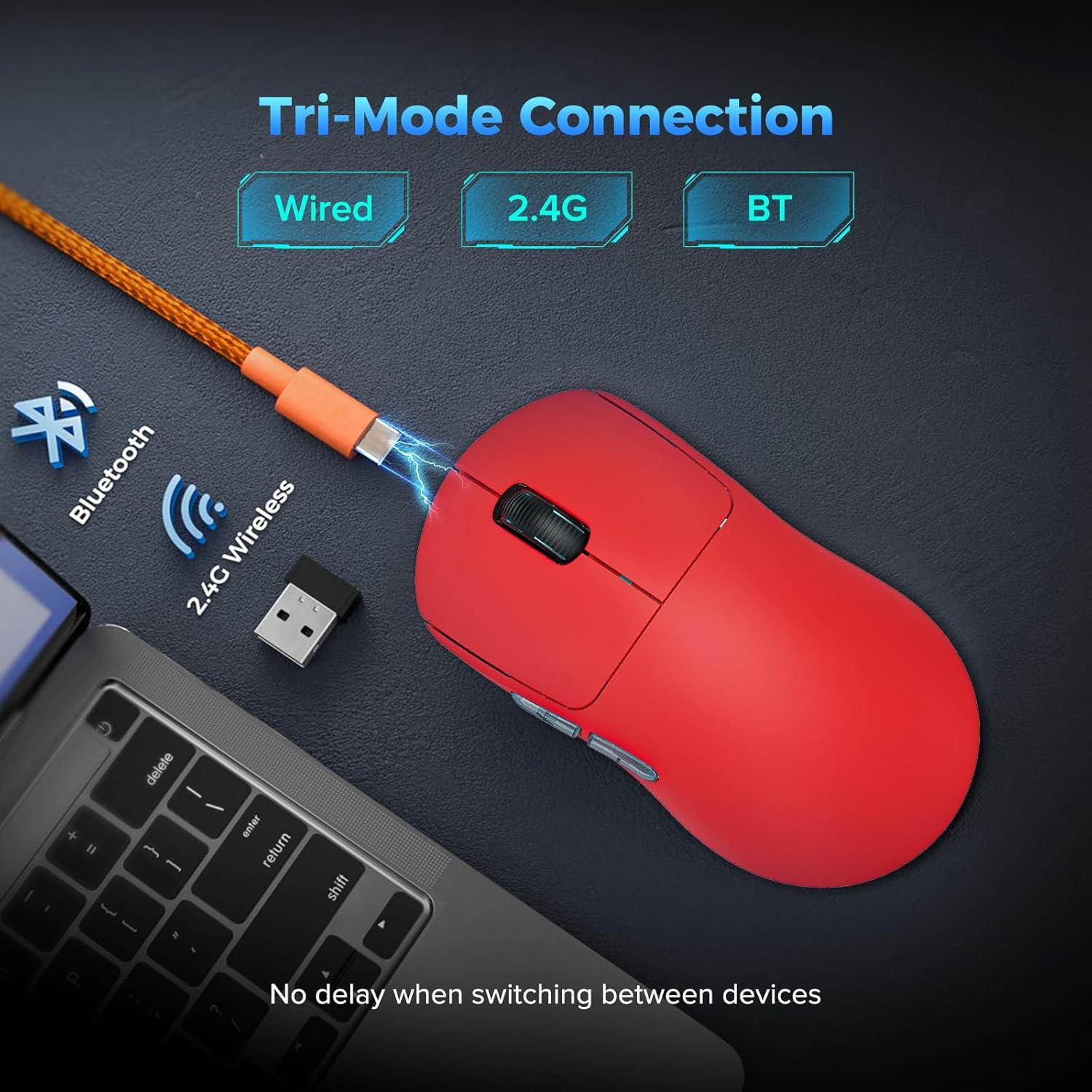 Ratón Gaming Inalámbrico Gana con Aztec Rojo 55g 26K DPI