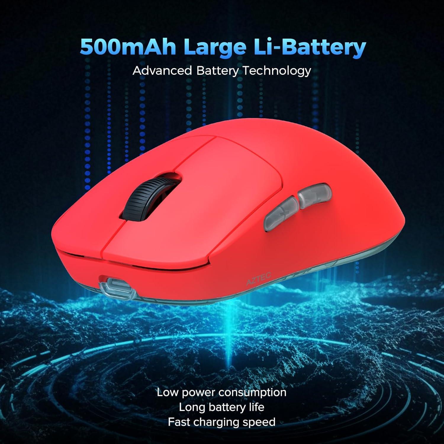 Ratón Gaming Inalámbrico Gana con Aztec Rojo 55g 26K DPI