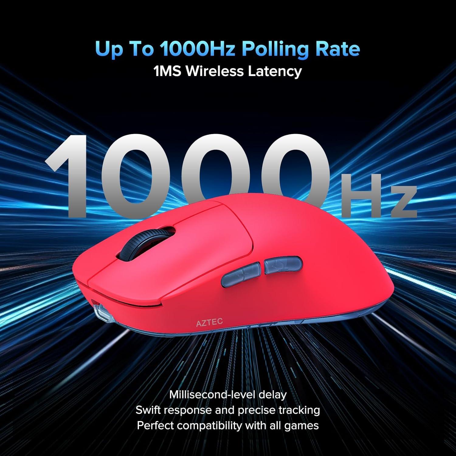 Ratón Gaming Inalámbrico Gana con Aztec Rojo 55g 26K DPI