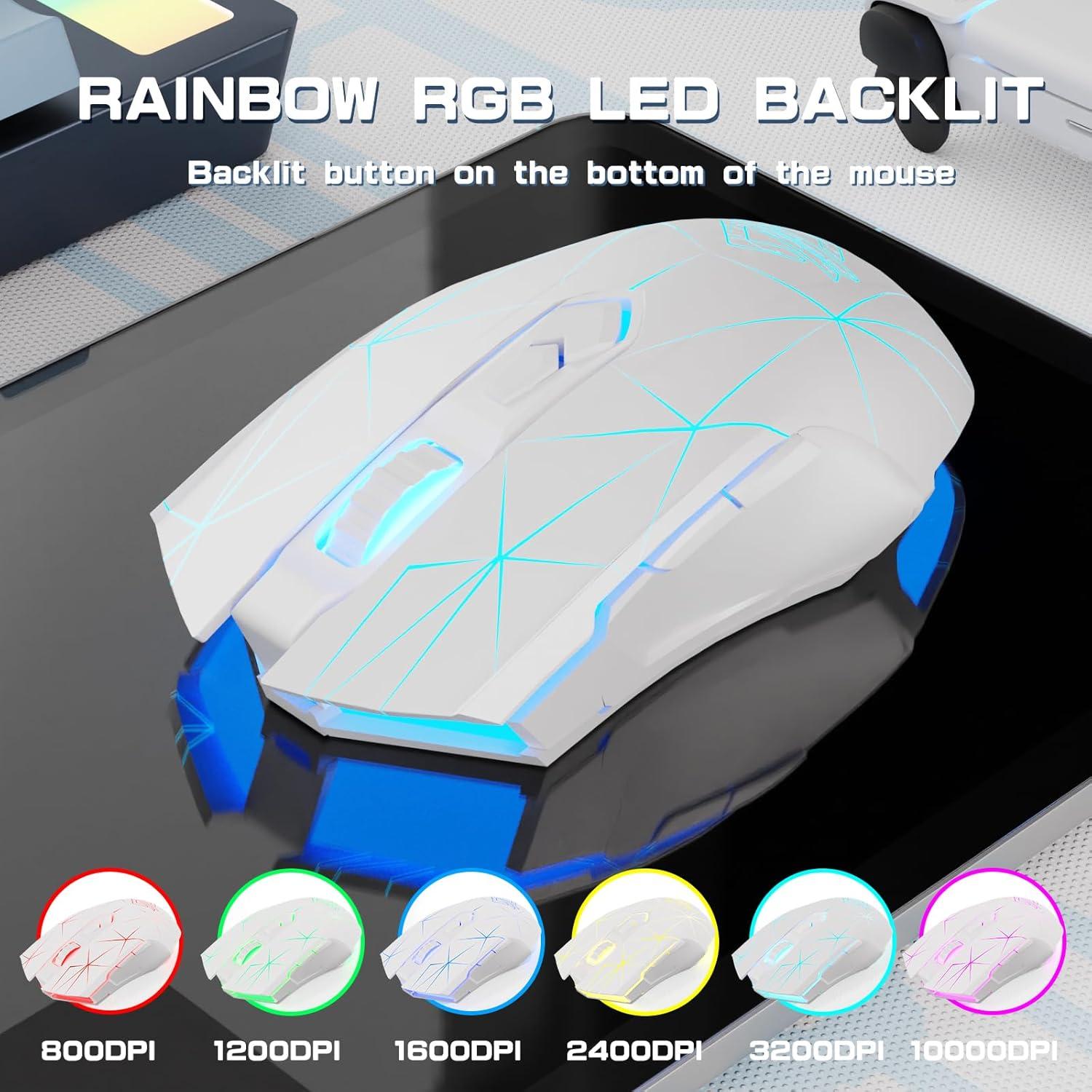 Ratón Gaming FELICON AJ52PRO Inalámbrico 10000DPI RGB Blanco