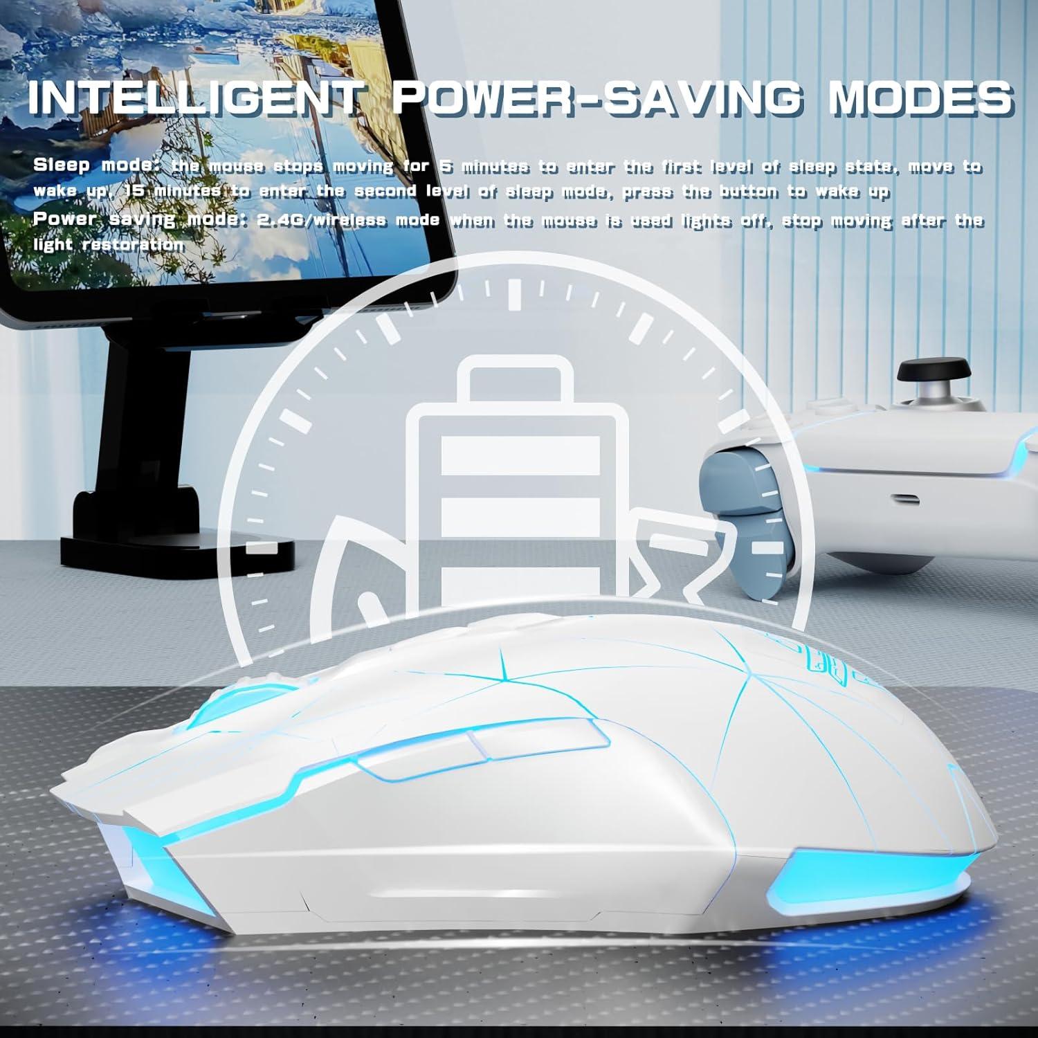 Ratón Gaming FELICON AJ52PRO Inalámbrico 10000DPI RGB Blanco