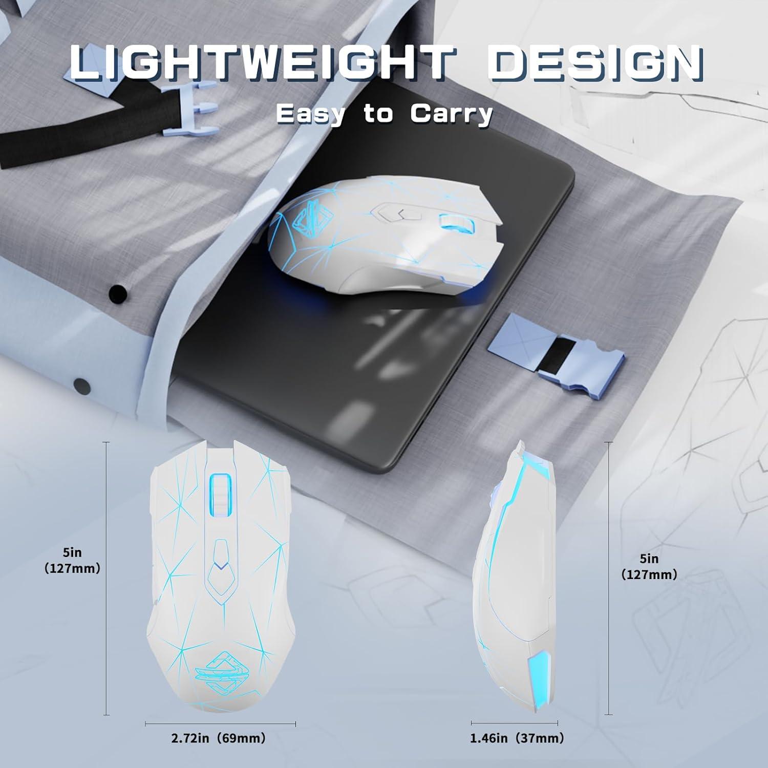 Ratón Gaming FELICON AJ52PRO Inalámbrico 10000DPI RGB Blanco