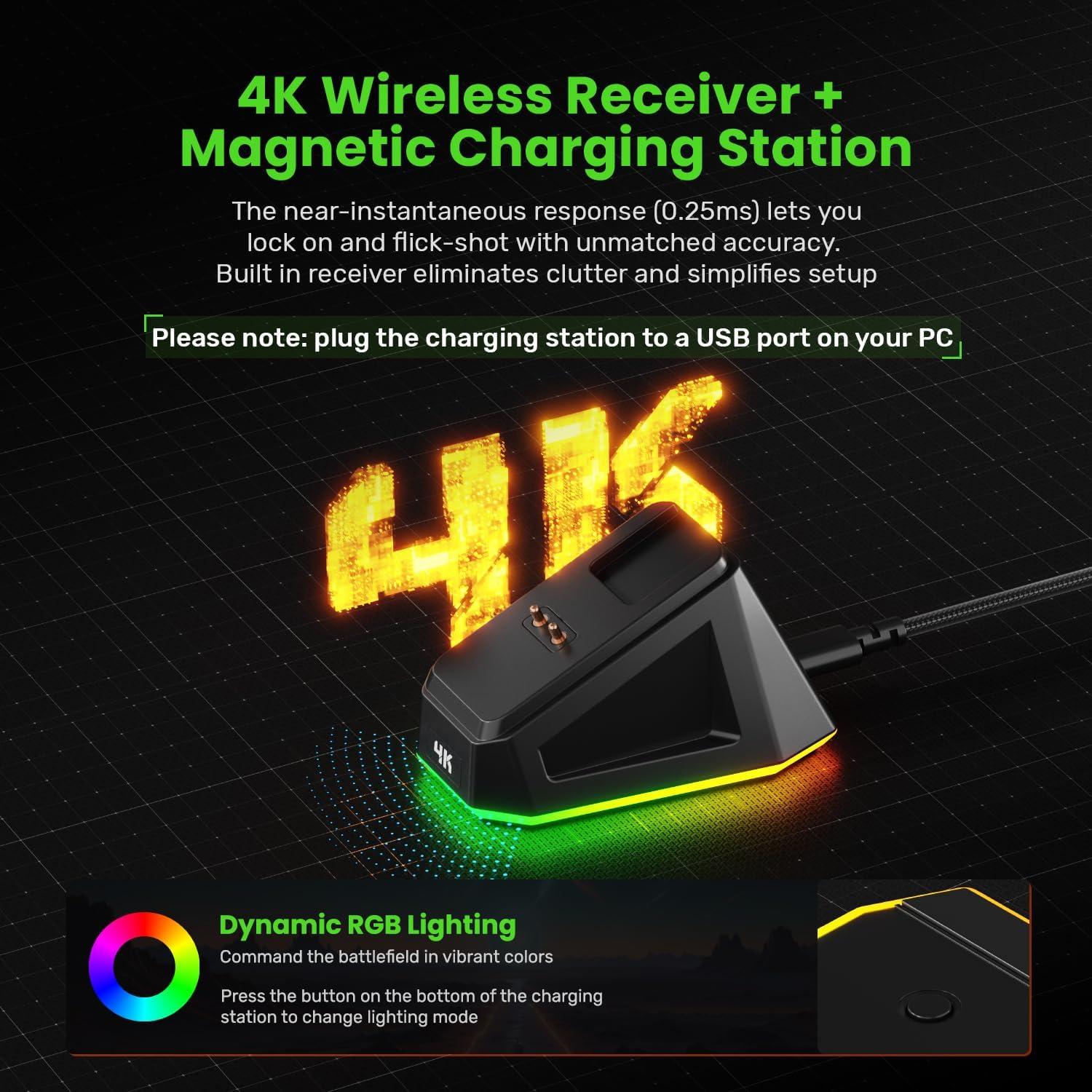 Ratón Gaming Inalámbrico IFYOO G63 4K 26K DPI RGB 58g