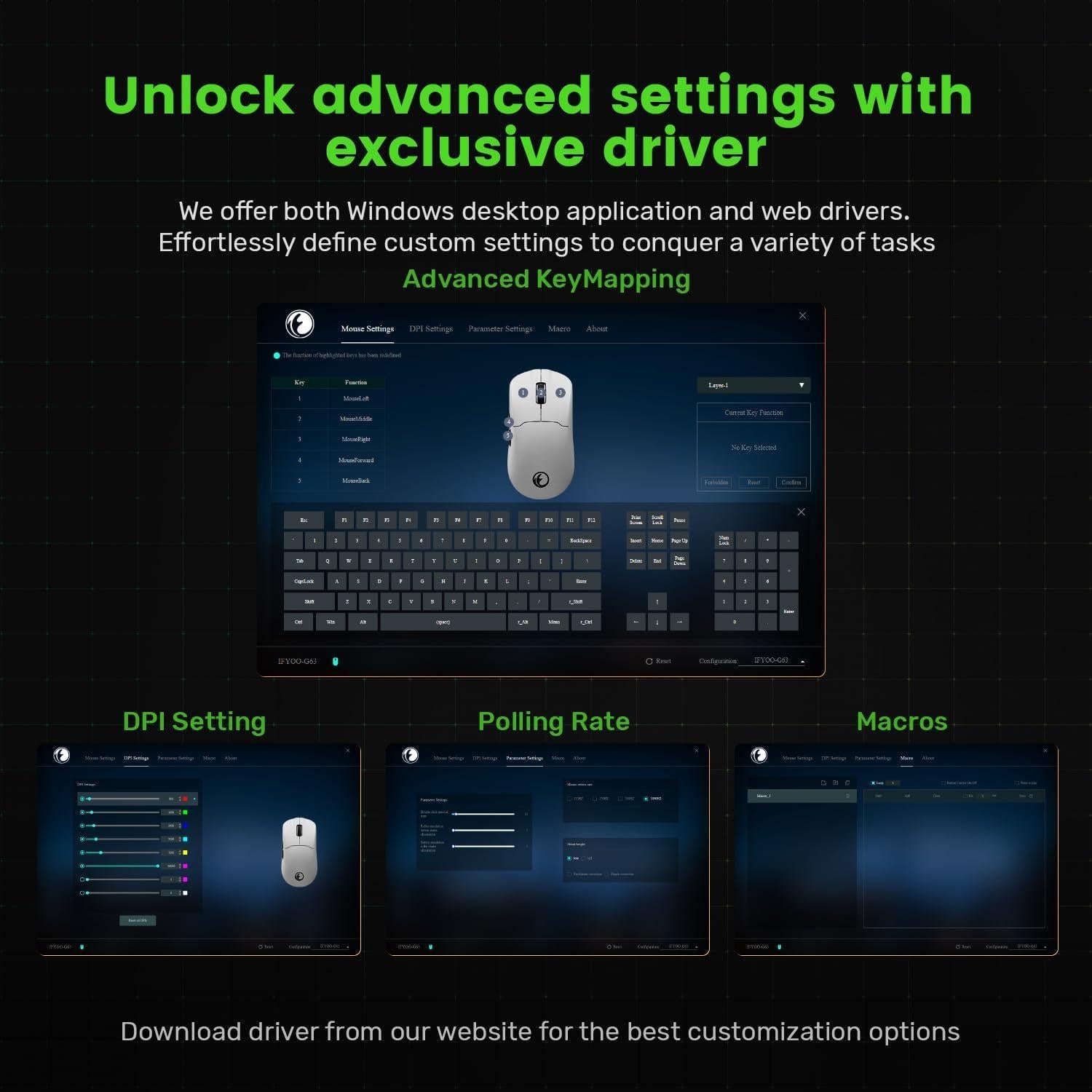 Ratón Gaming Inalámbrico IFYOO G63 4K 26K DPI RGB 58g