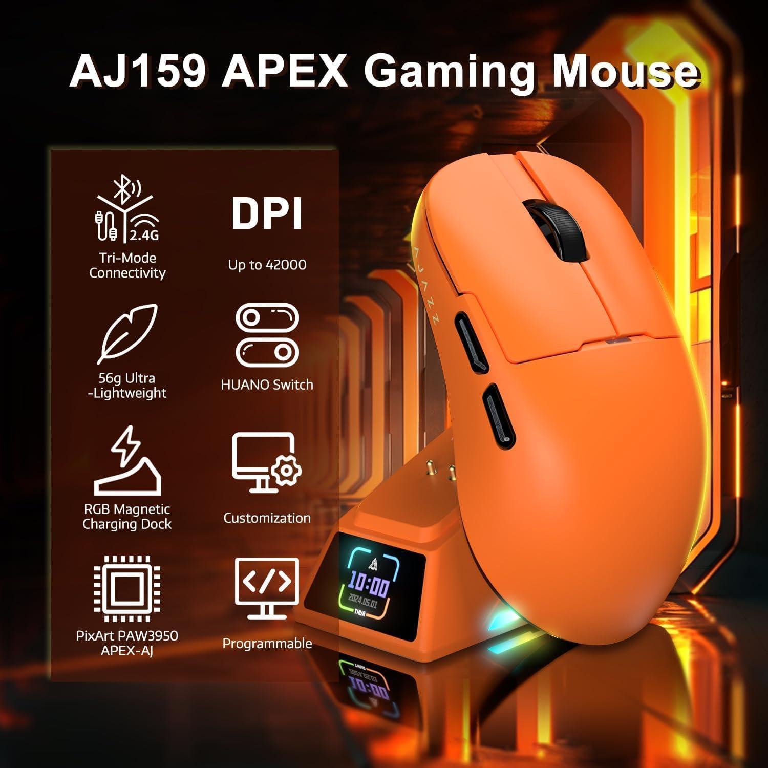 Ratón Gaming Inalámbrico A.JAZZ AJ159APEX 42000DPI RGB