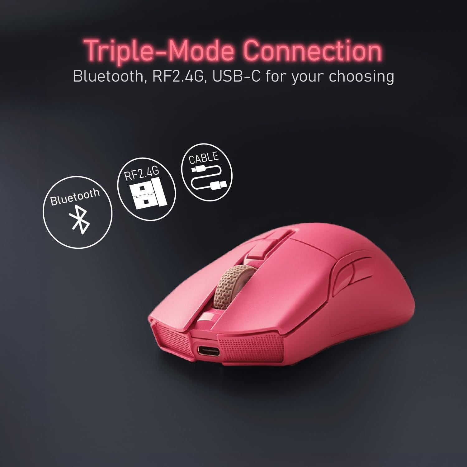 Ratón Gaming Inalámbrico iRocks M31R Rosa 26000 DPI