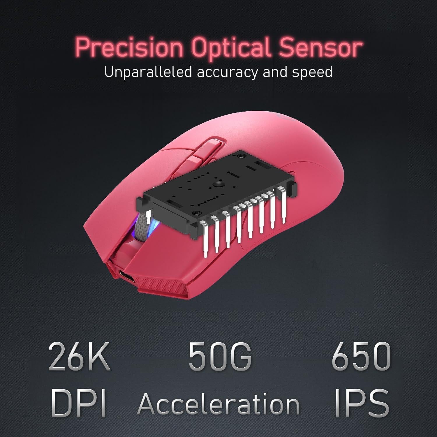 Ratón Gaming Inalámbrico iRocks M31R Rosa 26000 DPI