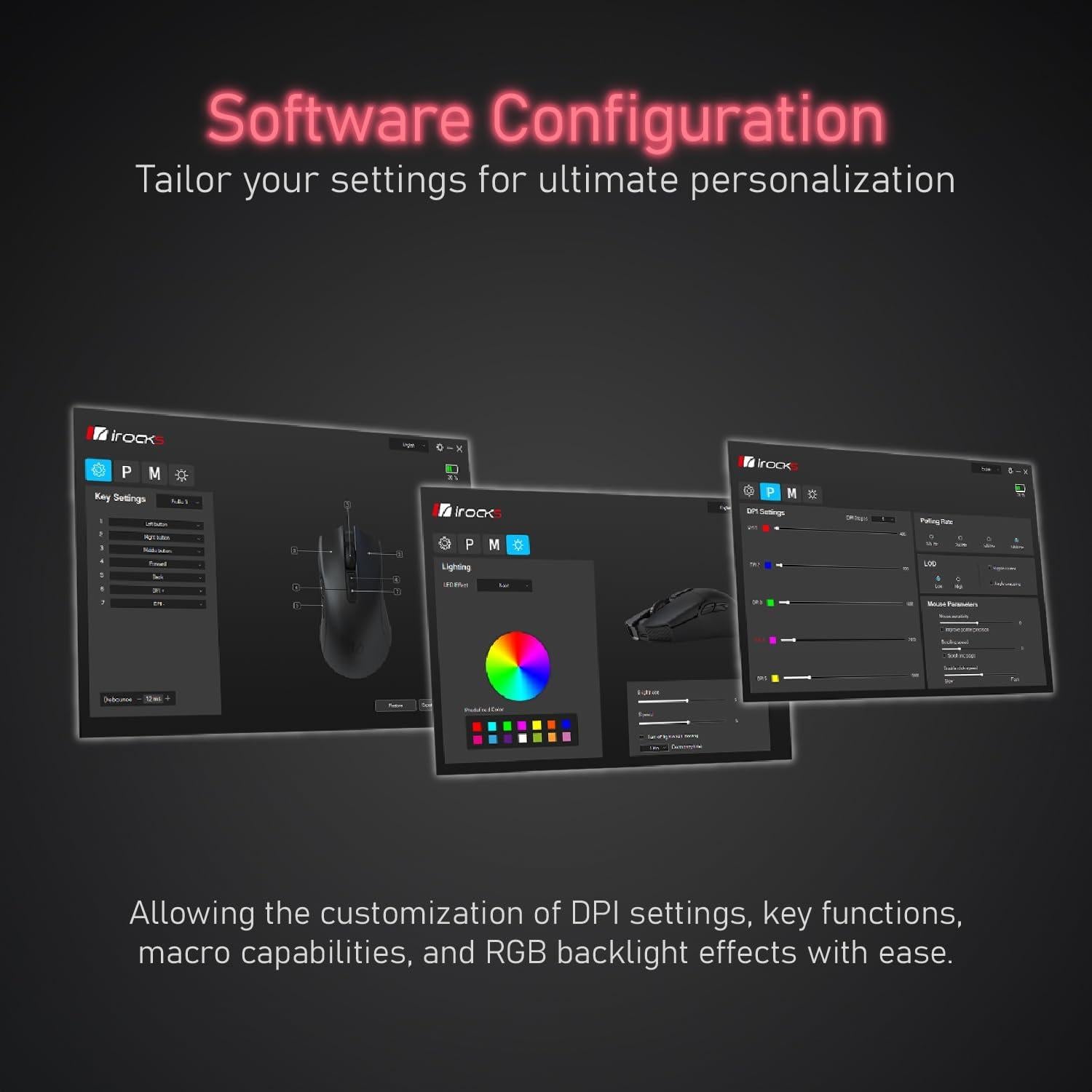 Ratón Gaming Inalámbrico iRocks M31R Rosa 26000 DPI