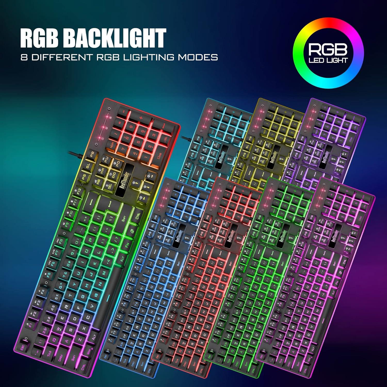 Combo Teclado y Ratón RedThunder K10 RGB 7200 DPI Negro