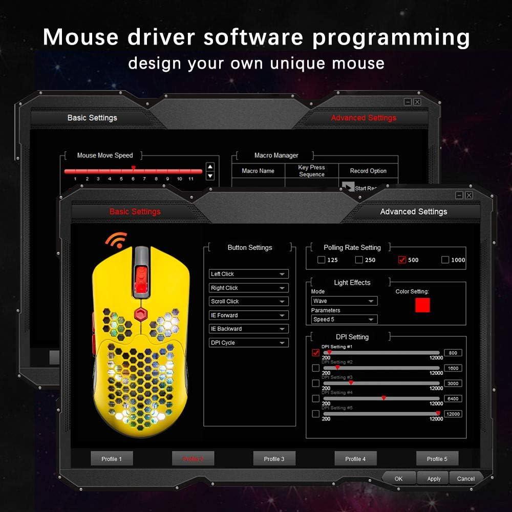 Ratón Gaming Inalámbrico Mamba Snake 12000 DPI RGB Amarillo