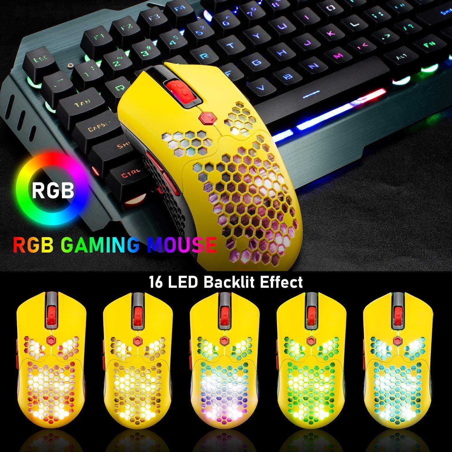 Ratón Gaming Inalámbrico Mamba Snake 12000 DPI RGB Amarillo