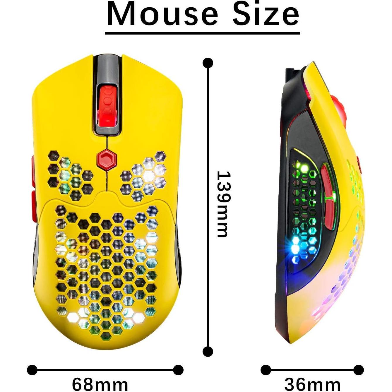 Ratón Gaming Inalámbrico Mamba Snake 12000 DPI RGB Amarillo