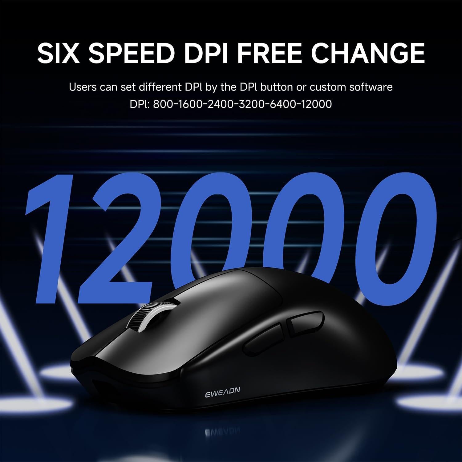 Ratón Inalámbrico EWEADN X23Pro 12000 DPI Recargable Negro