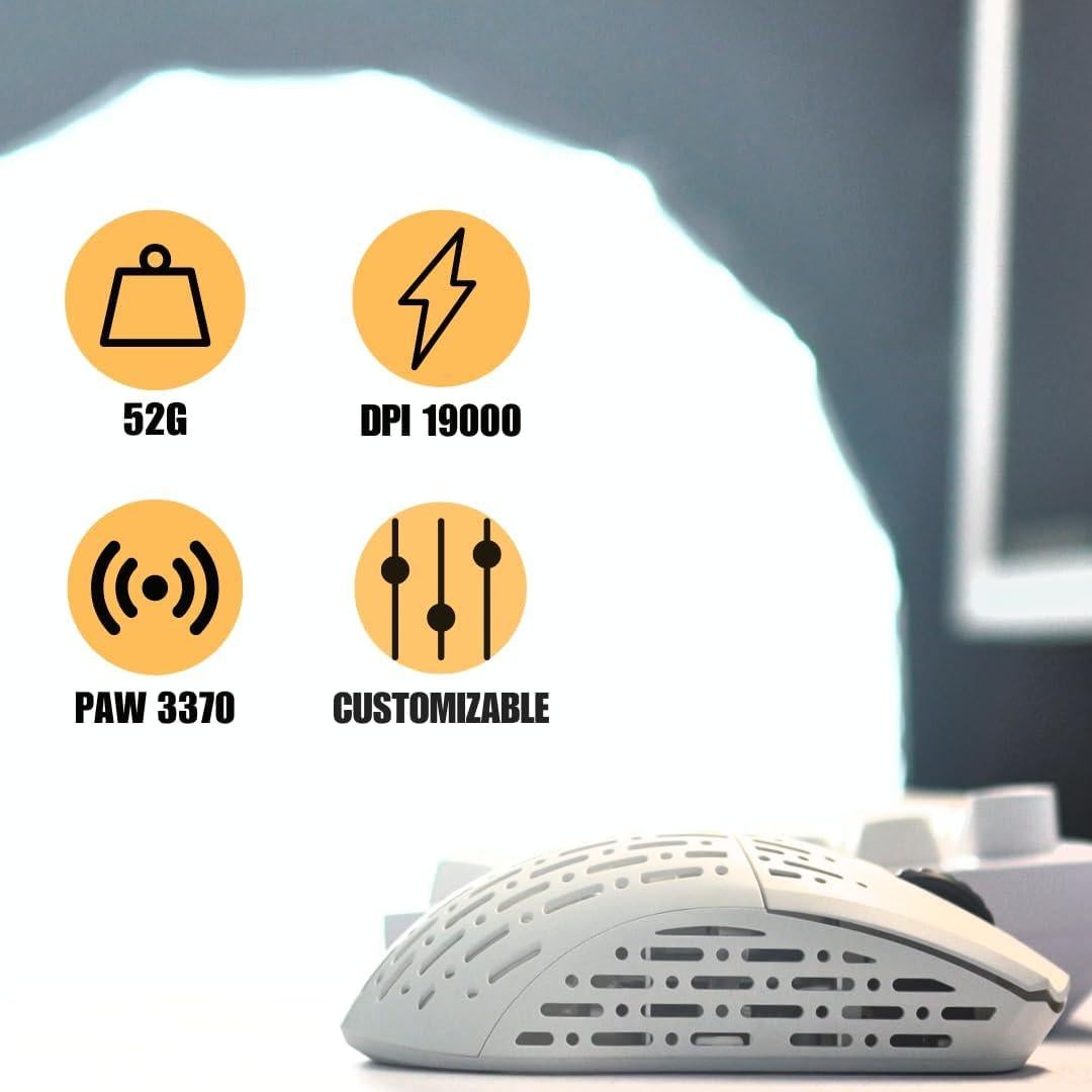 Ratón Gaming Inalámbrico Dormilón 19000 DPI 53g Blanco